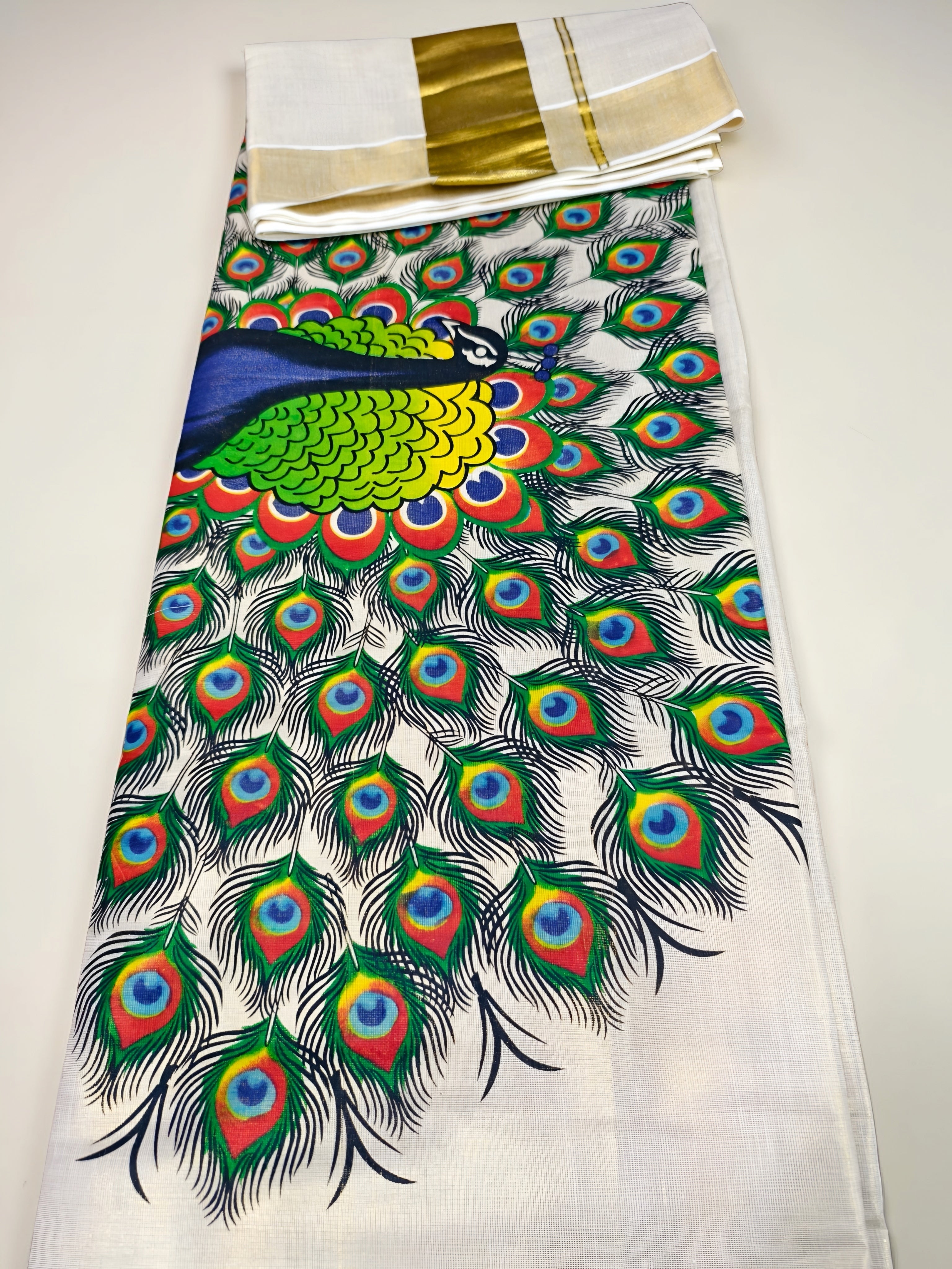 Kerala Tissue Saree with Big Print Onam exclusive with blouse