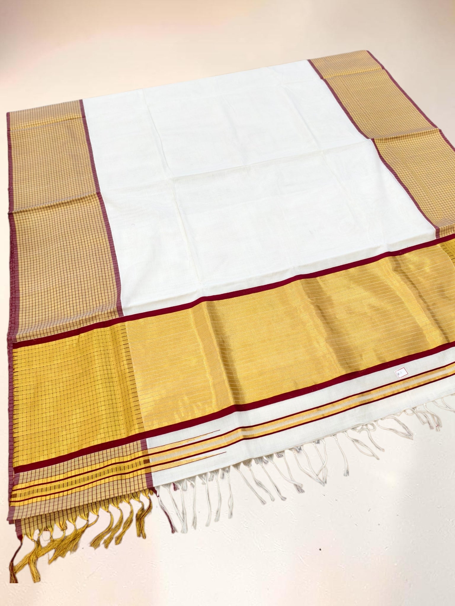 Handloom Cotton Saree 6 inch border with blouse / Handloom