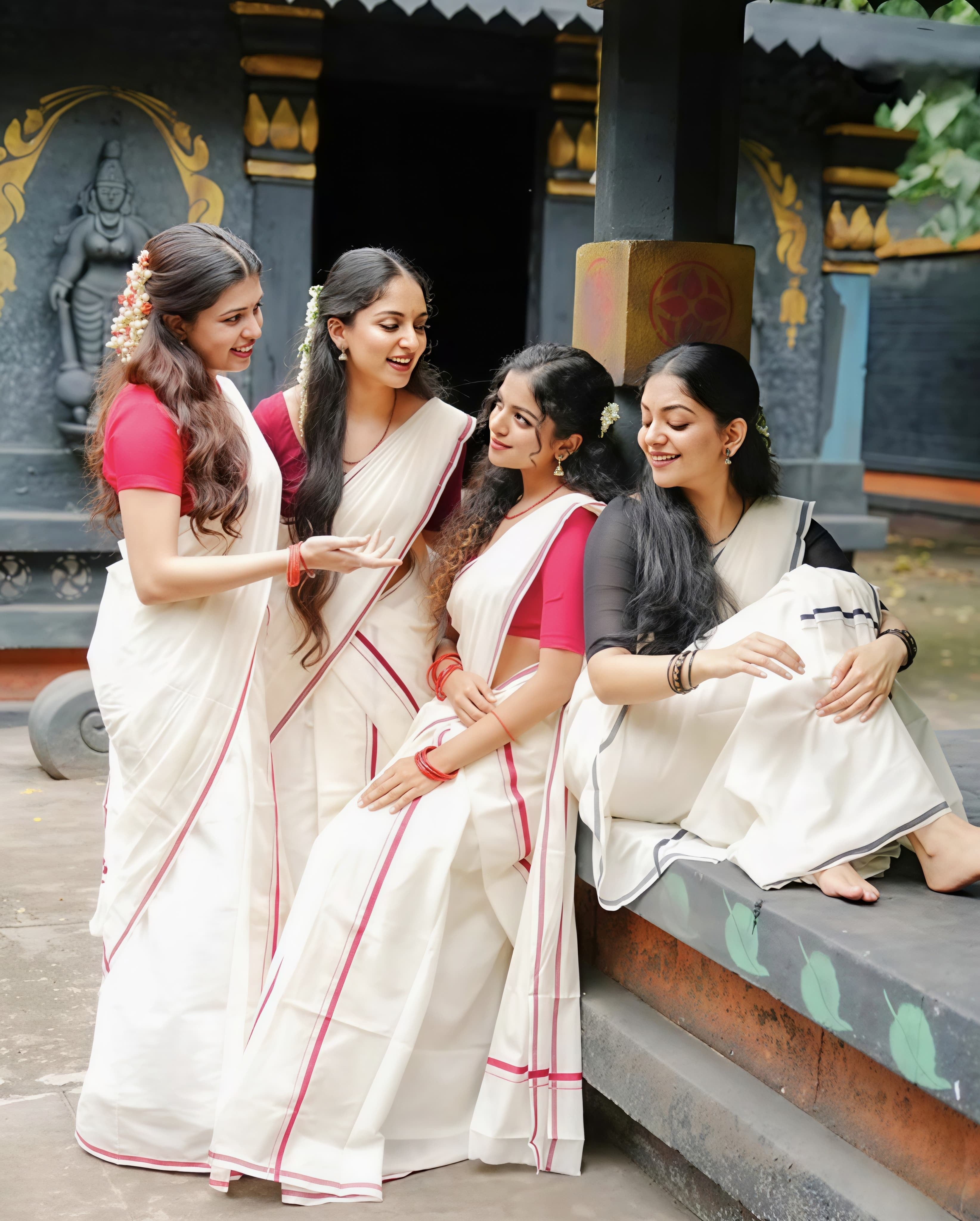 Ahana Trending Set mundu extra length Pure Cotton 100%