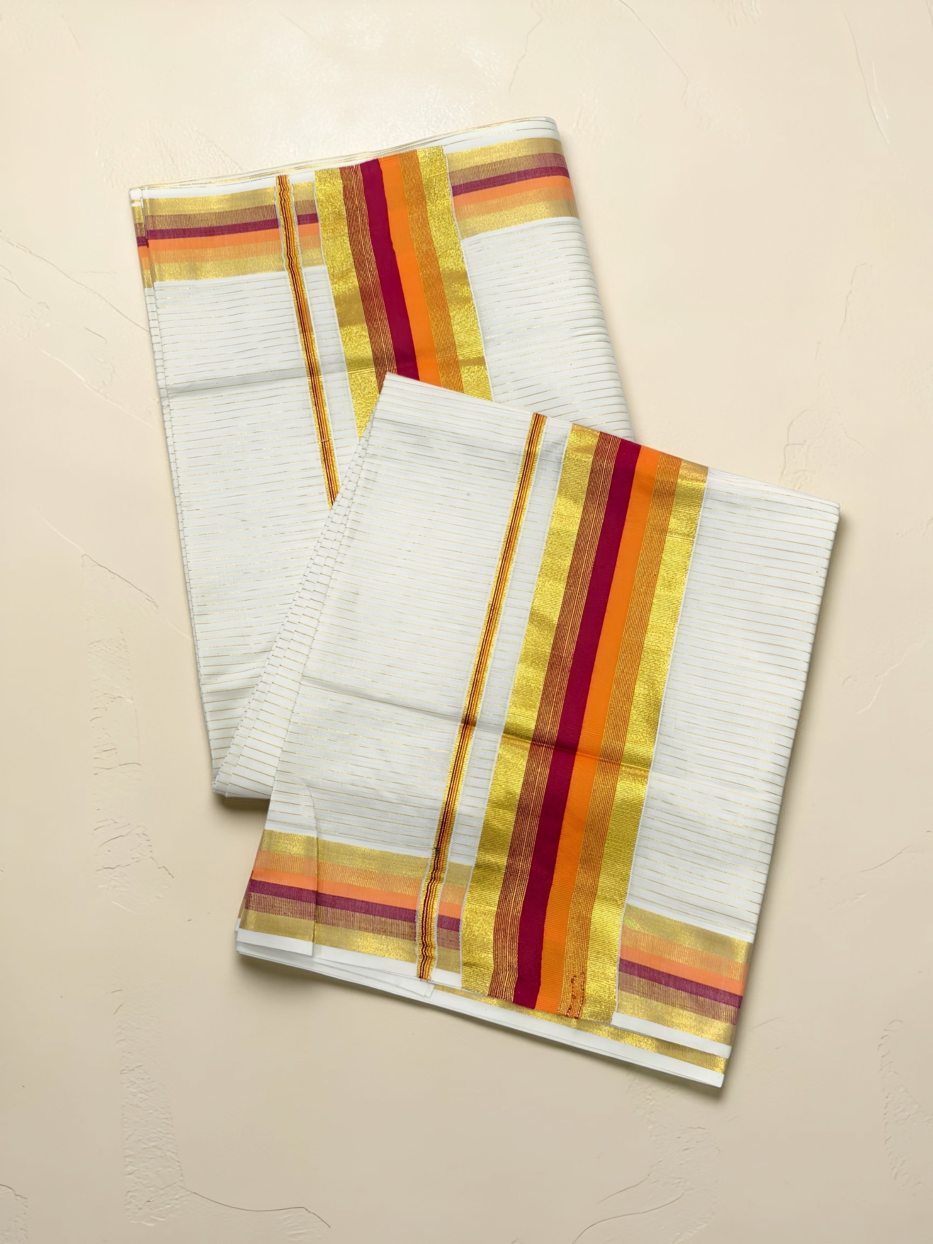 Premium Set saree with traditional color border and Stripe