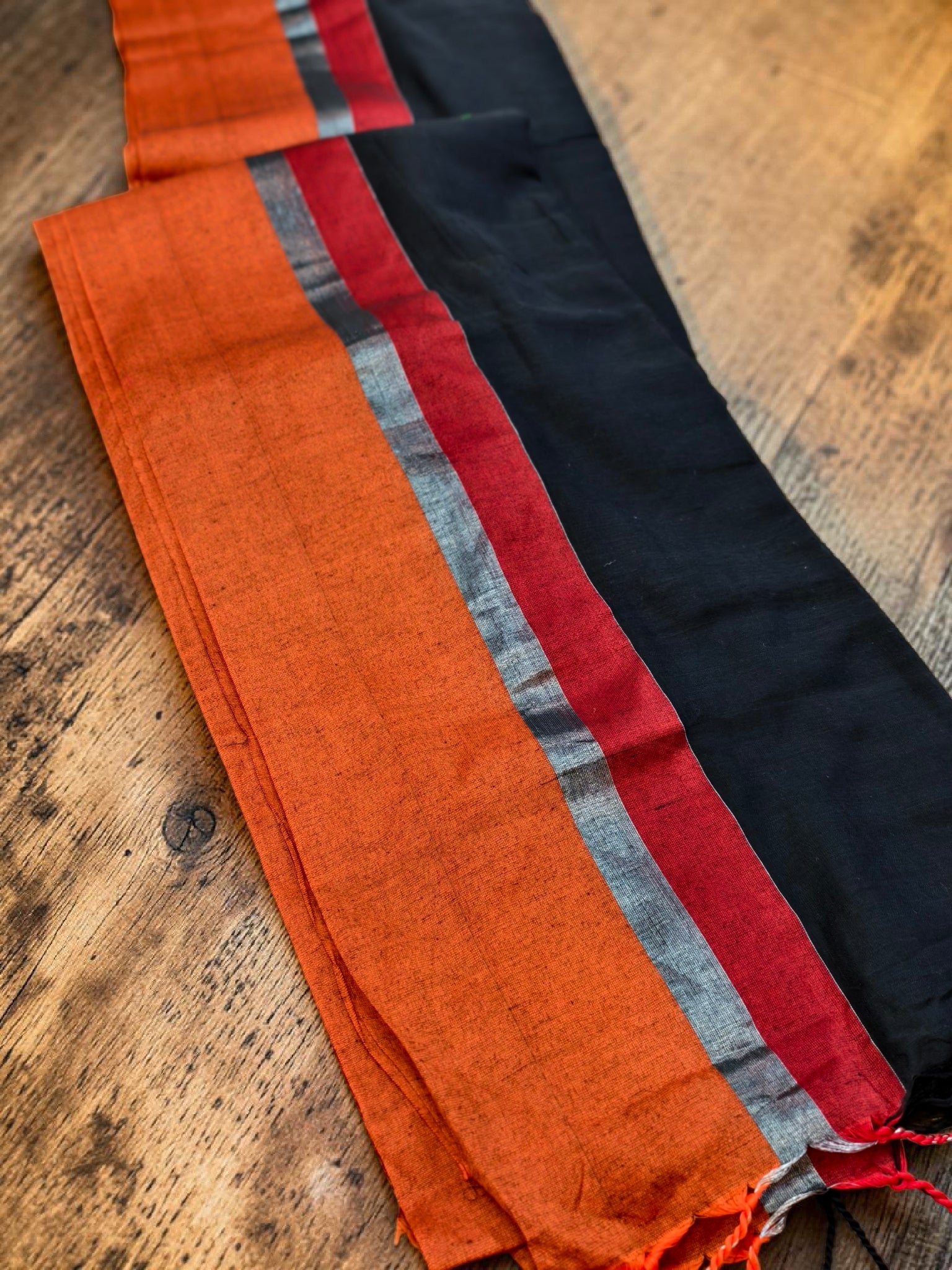 Mul Mul Saree Black contrast border 120 count