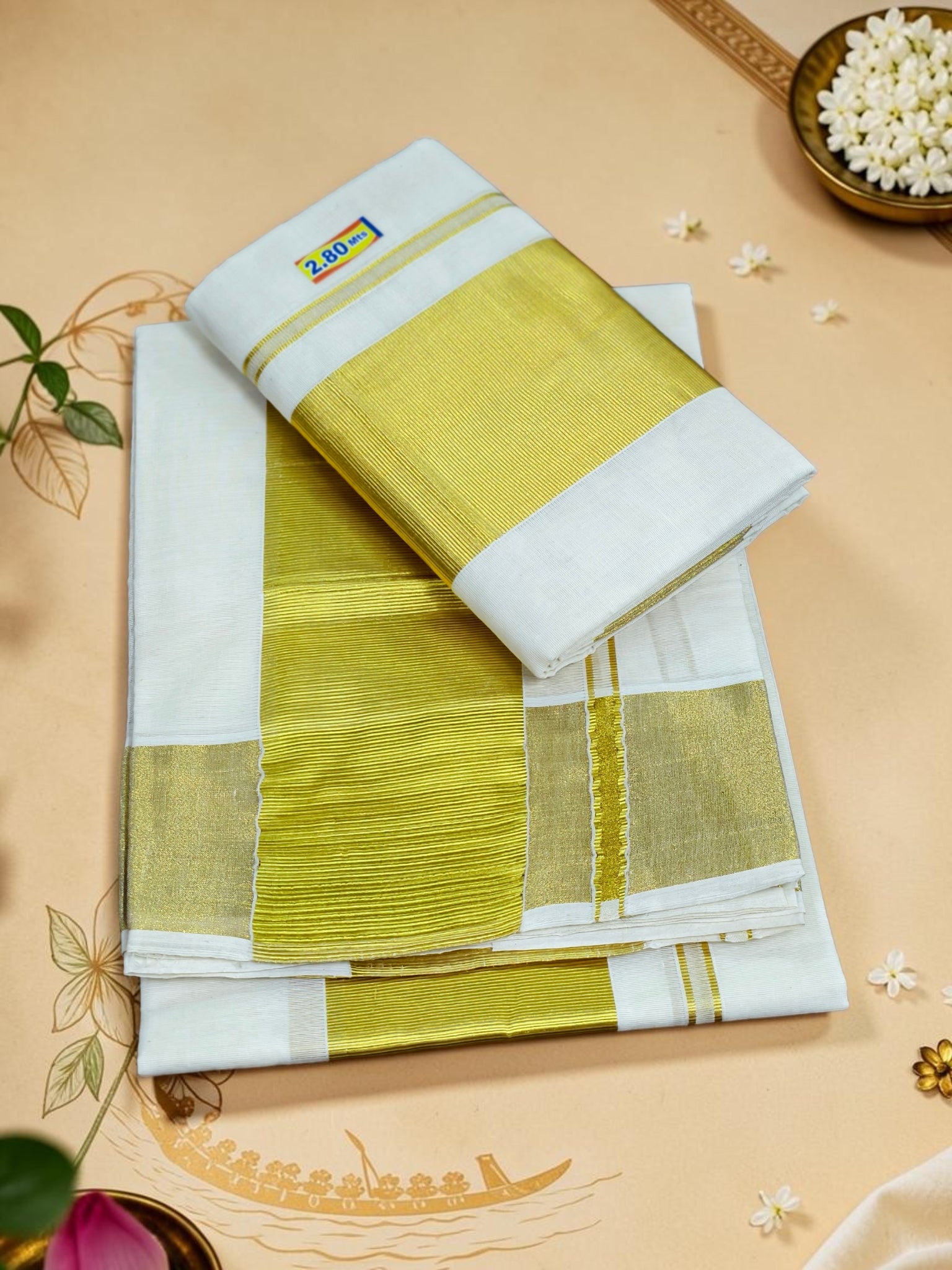 Handloom Kasavu Pure quality Set mundu _ extra length