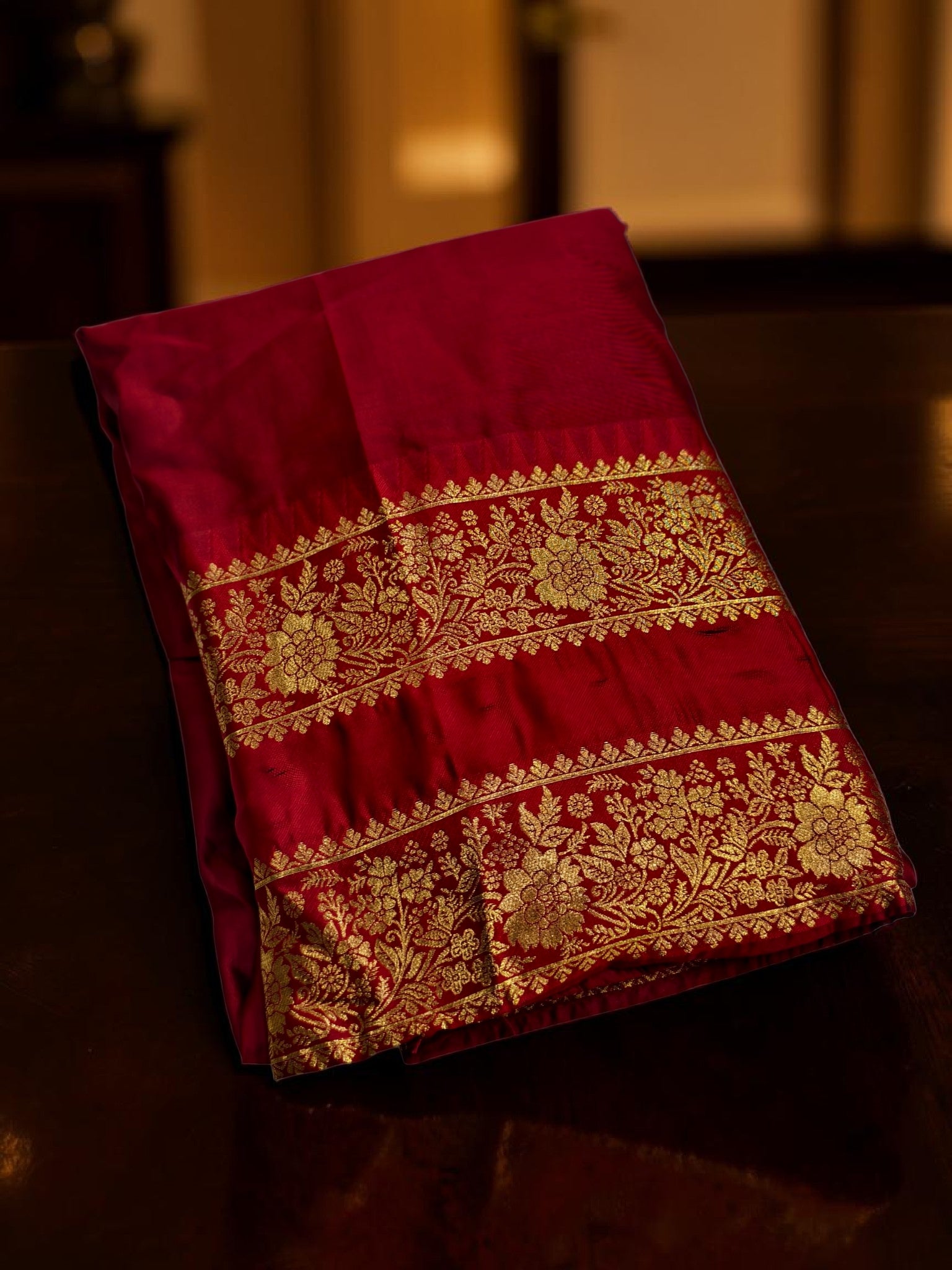 Kanchi cotton style  Davani with rettapeta border with blouse 3 psc set