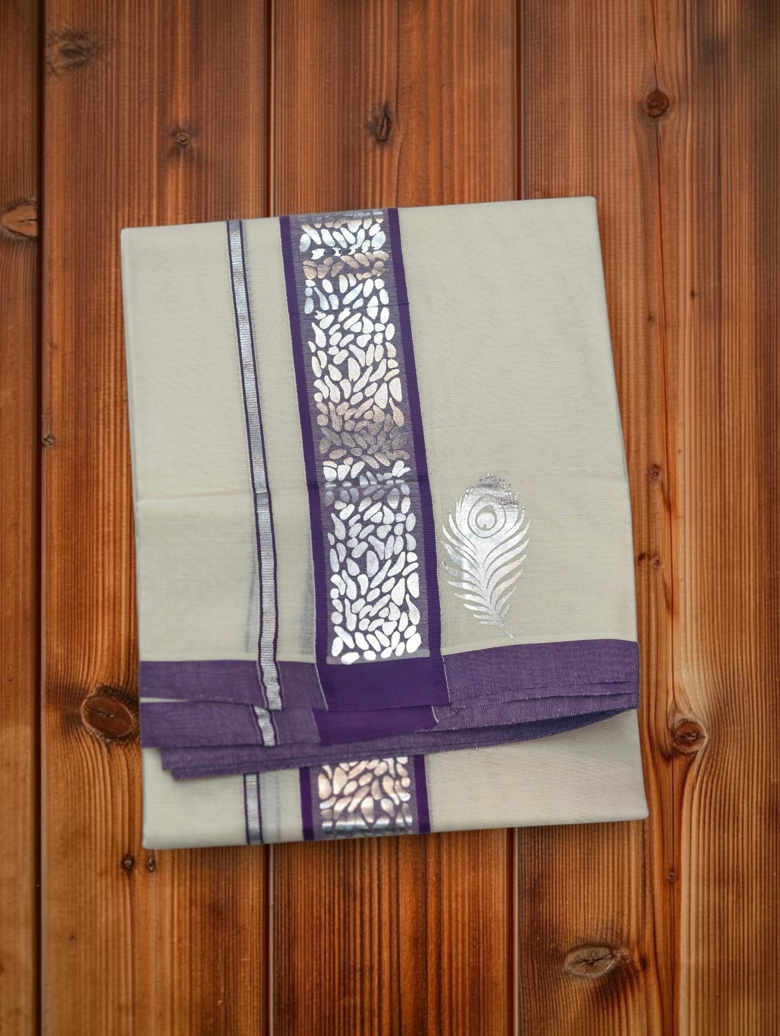 Onam special double dhoti 4 meter with Peeli Deign