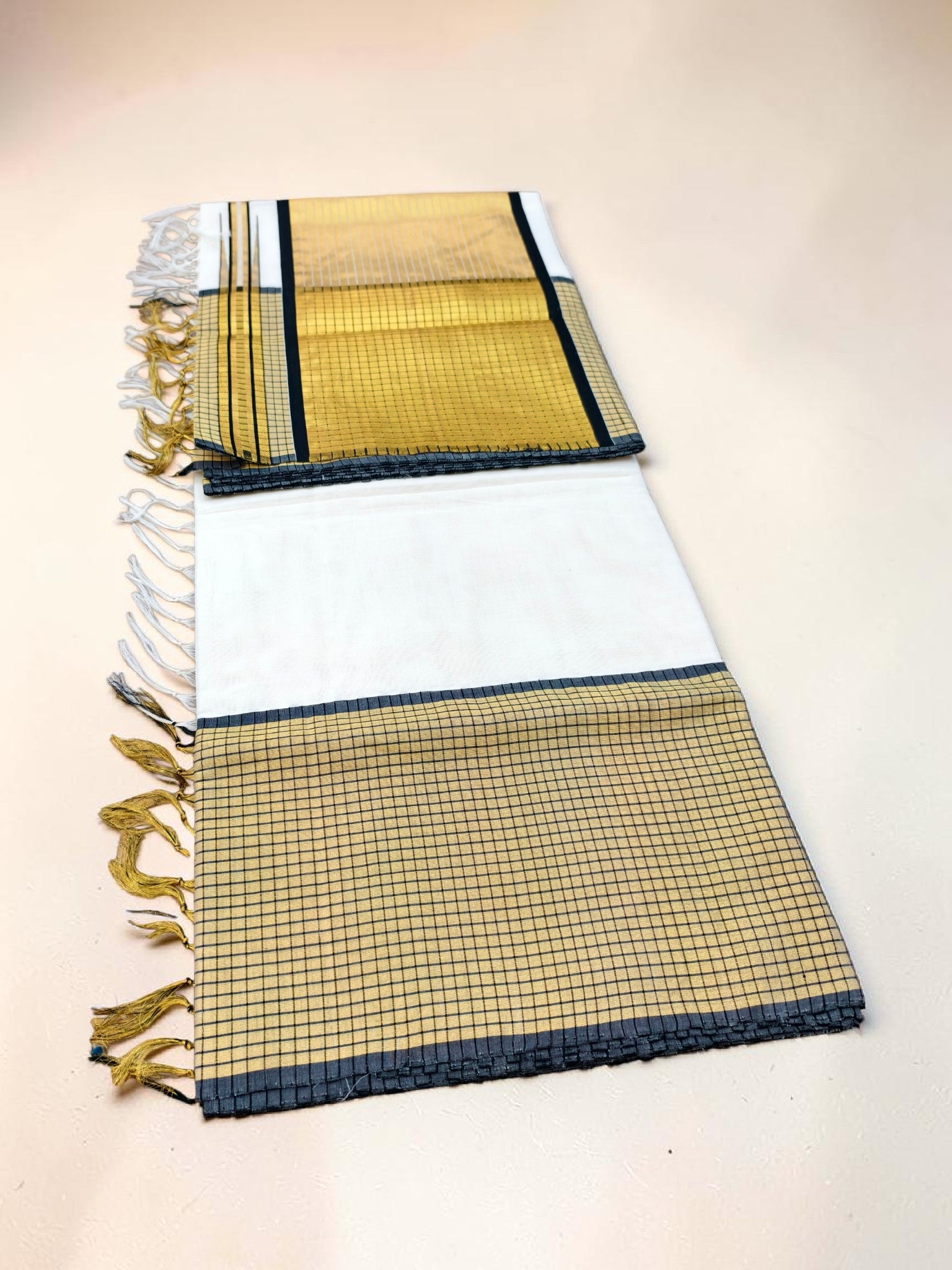 Handloom Cotton Saree 6 inch border with blouse / Handloom
