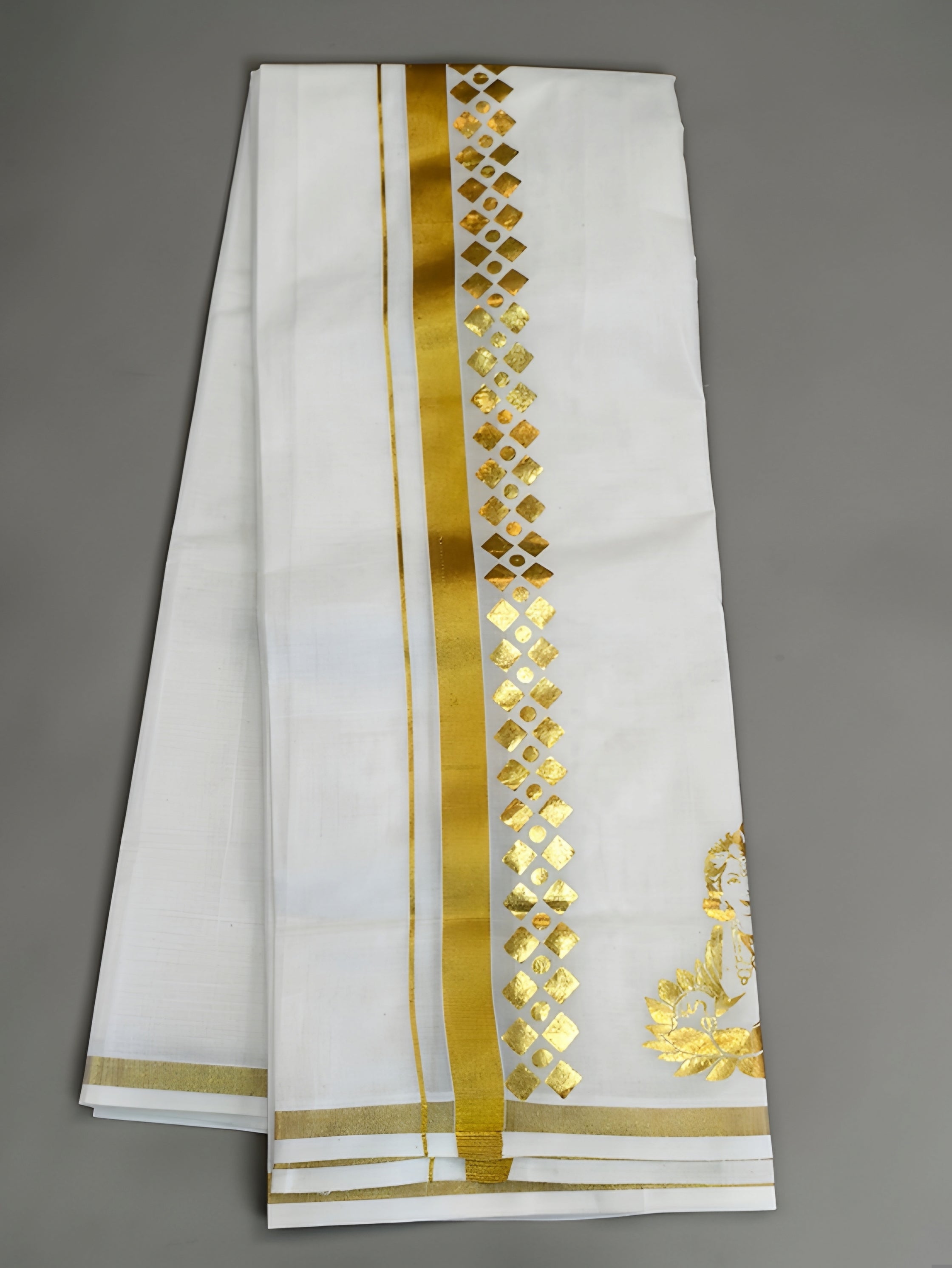 Mens Golden special dhoti for special occasions 4 meter