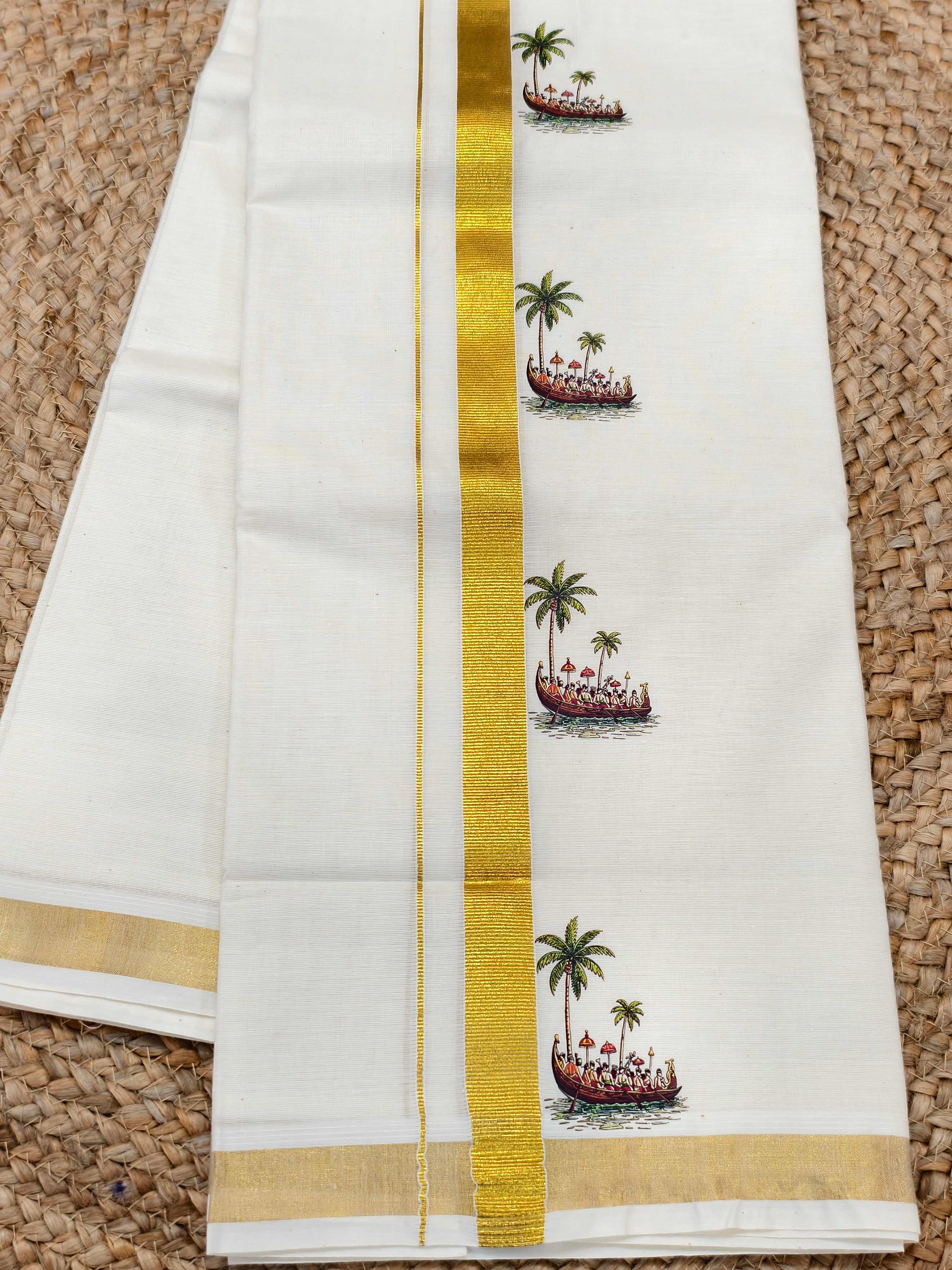 Onam vellam Kali kerala cotton dhoti 4 meter