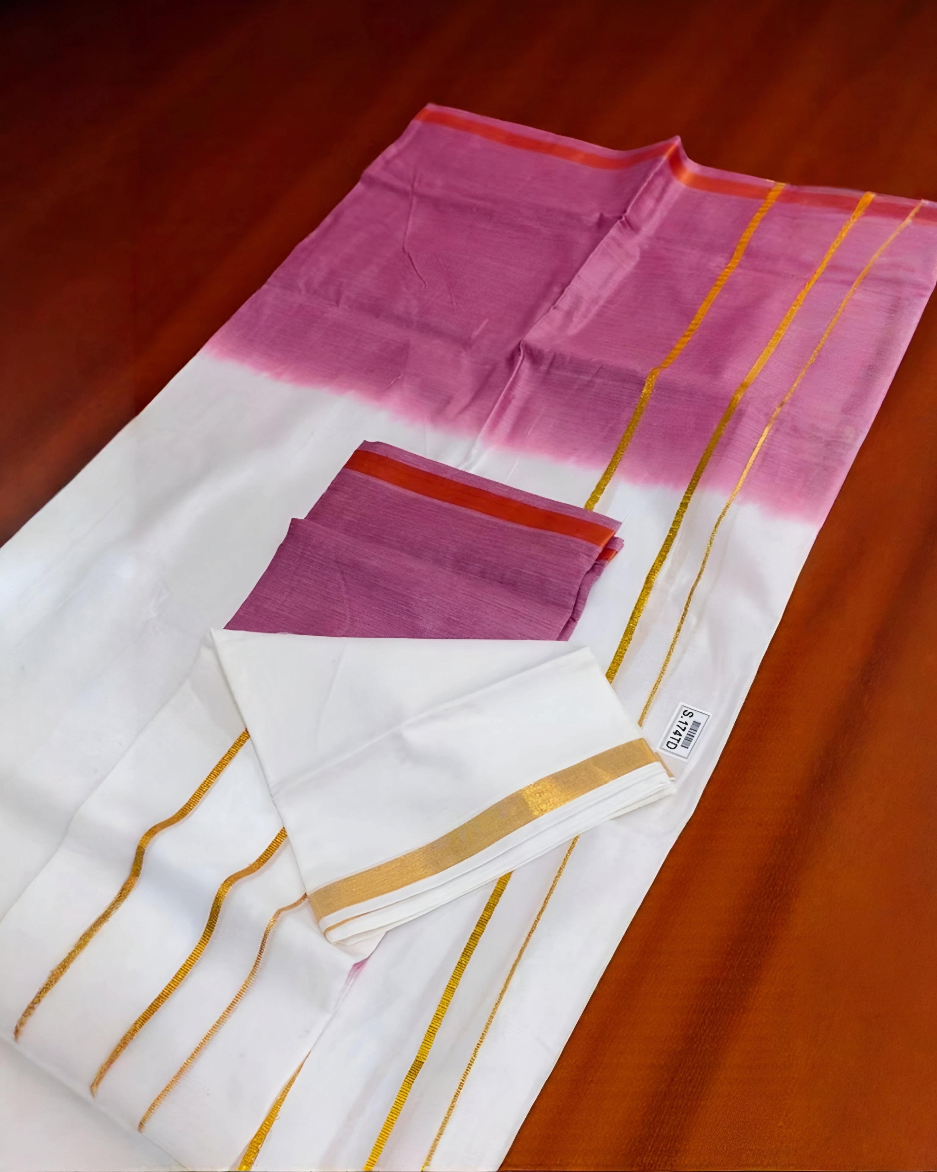 Onam trending Contrast color set mundu soft quality