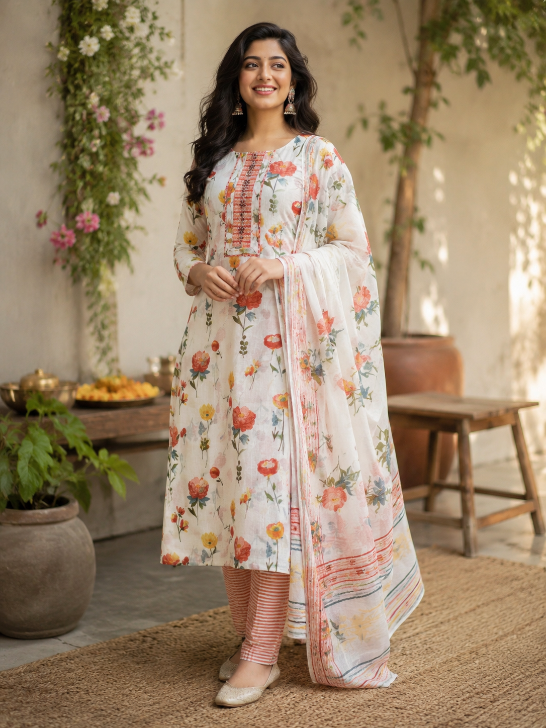 Pure Cotton Churidhar 3 psc set with trending design