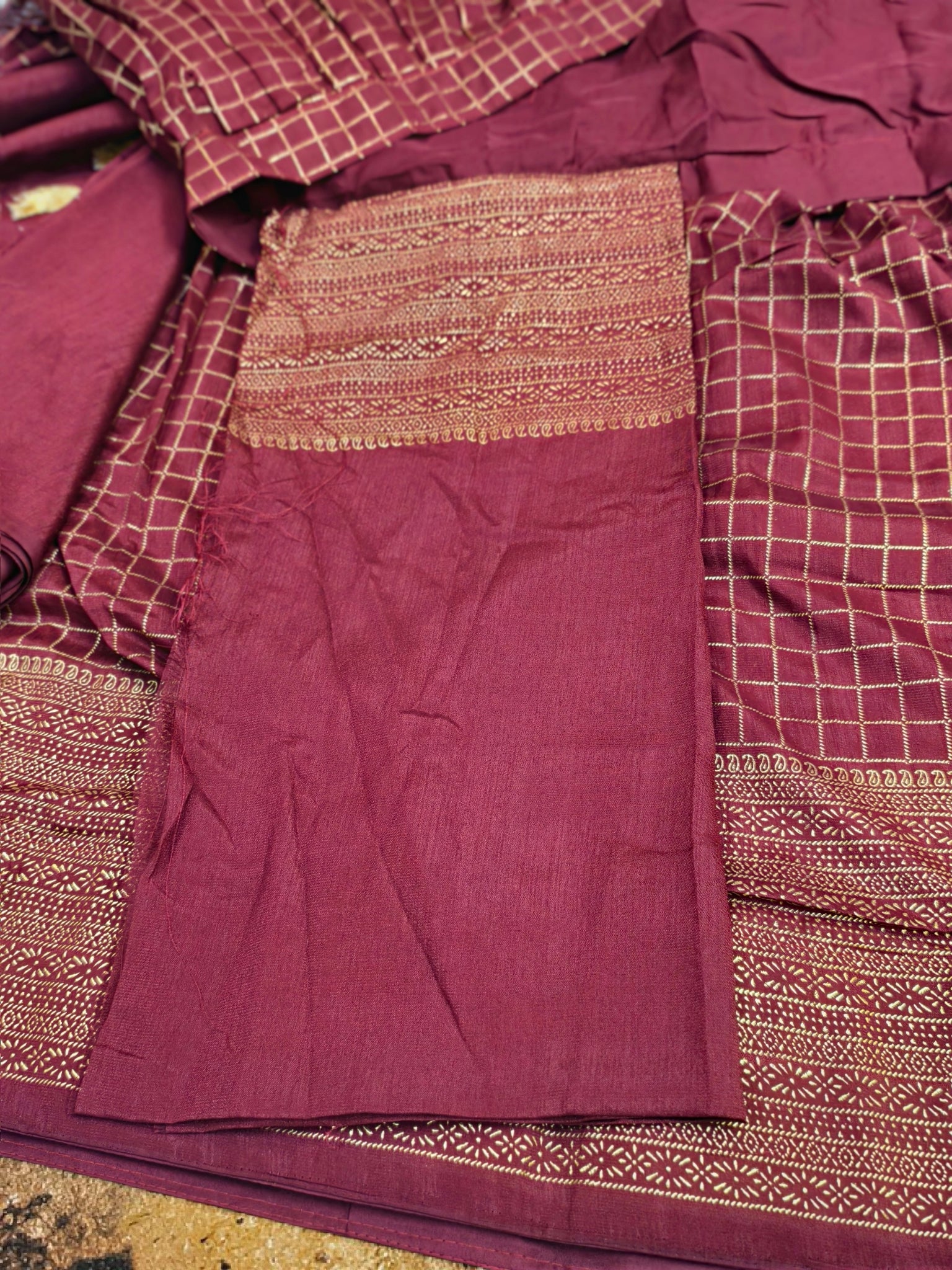 Check davani chettinadu style semi stitched with blouse and dupatta 3 psc