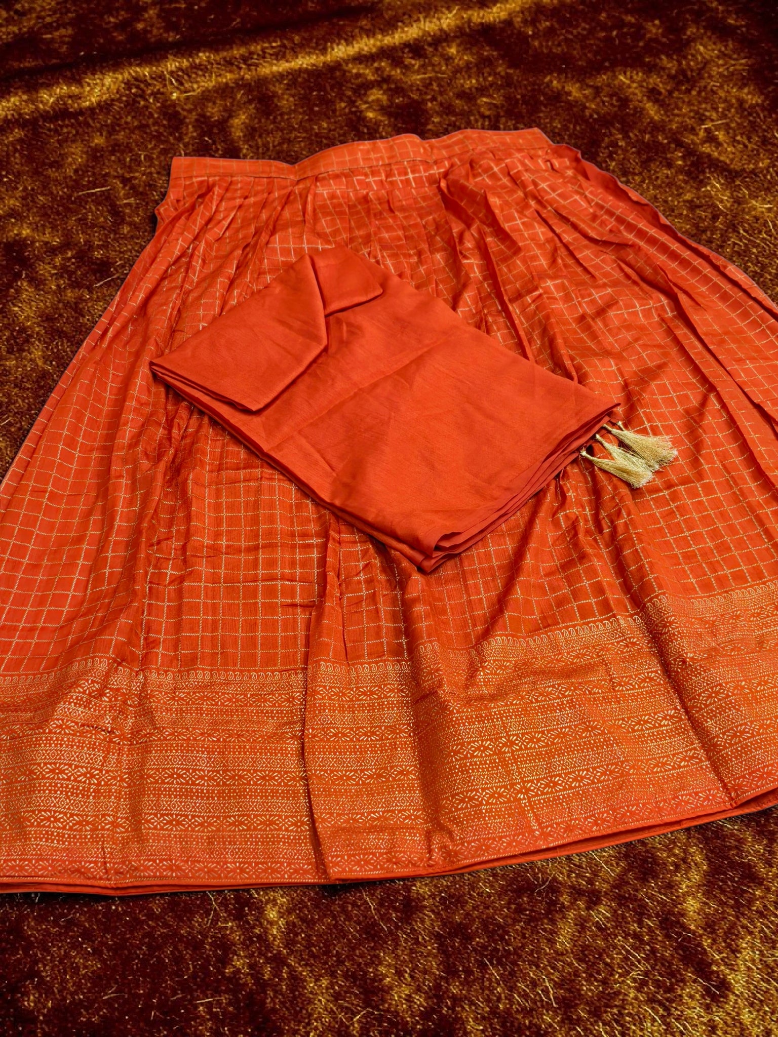 Check davani chettinadu style semi stitched with blouse and dupatta 3 psc