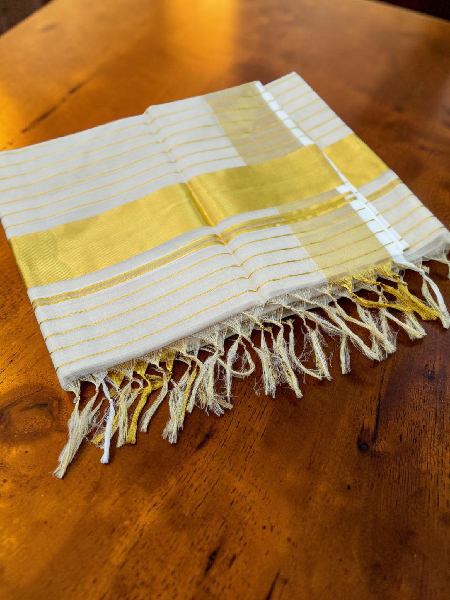 Pure Handloom Tissue Full Stripe with blouse / Handlooom