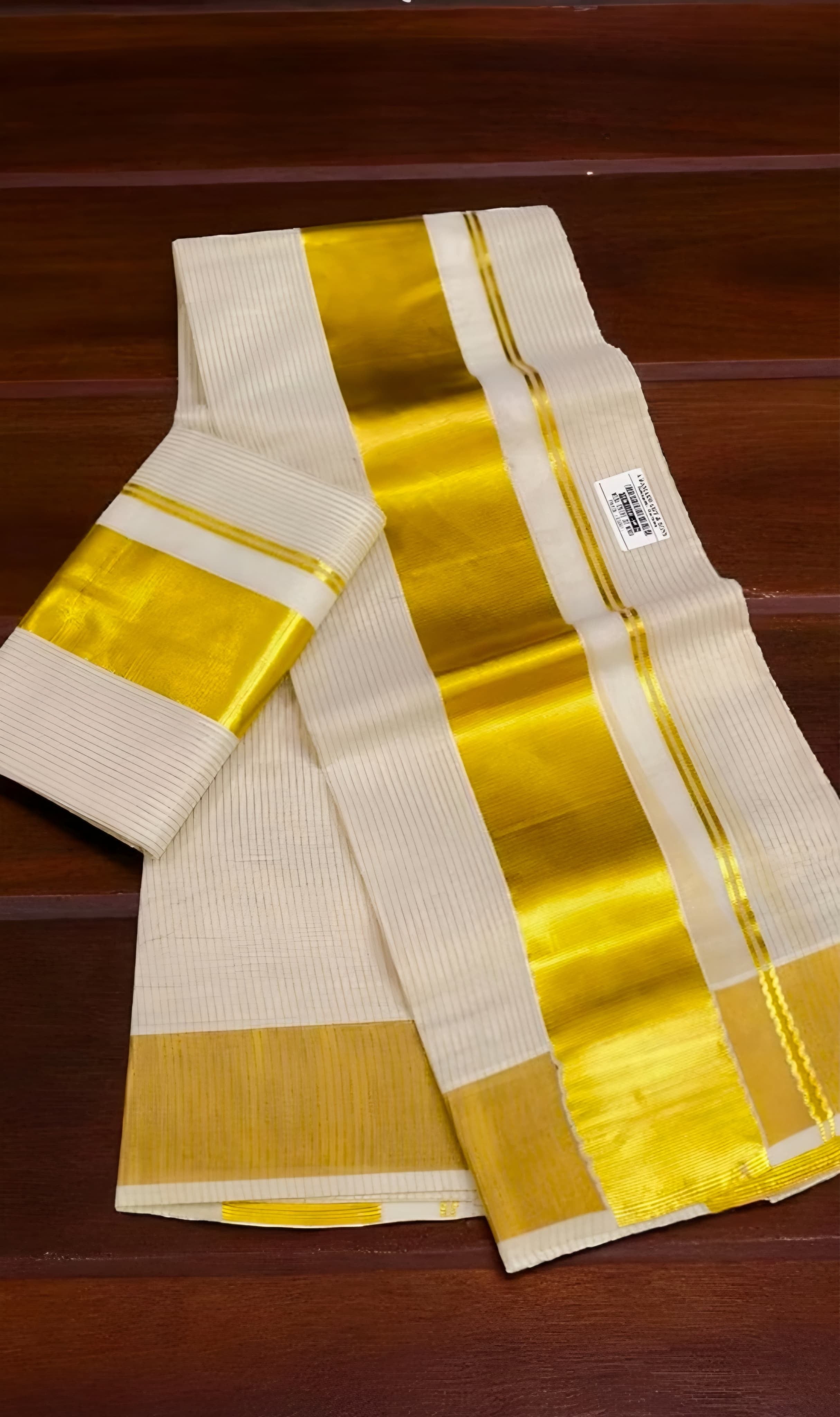 Kuthampully Handloom Quality Premium Micro Stripes Set Mundu extra length