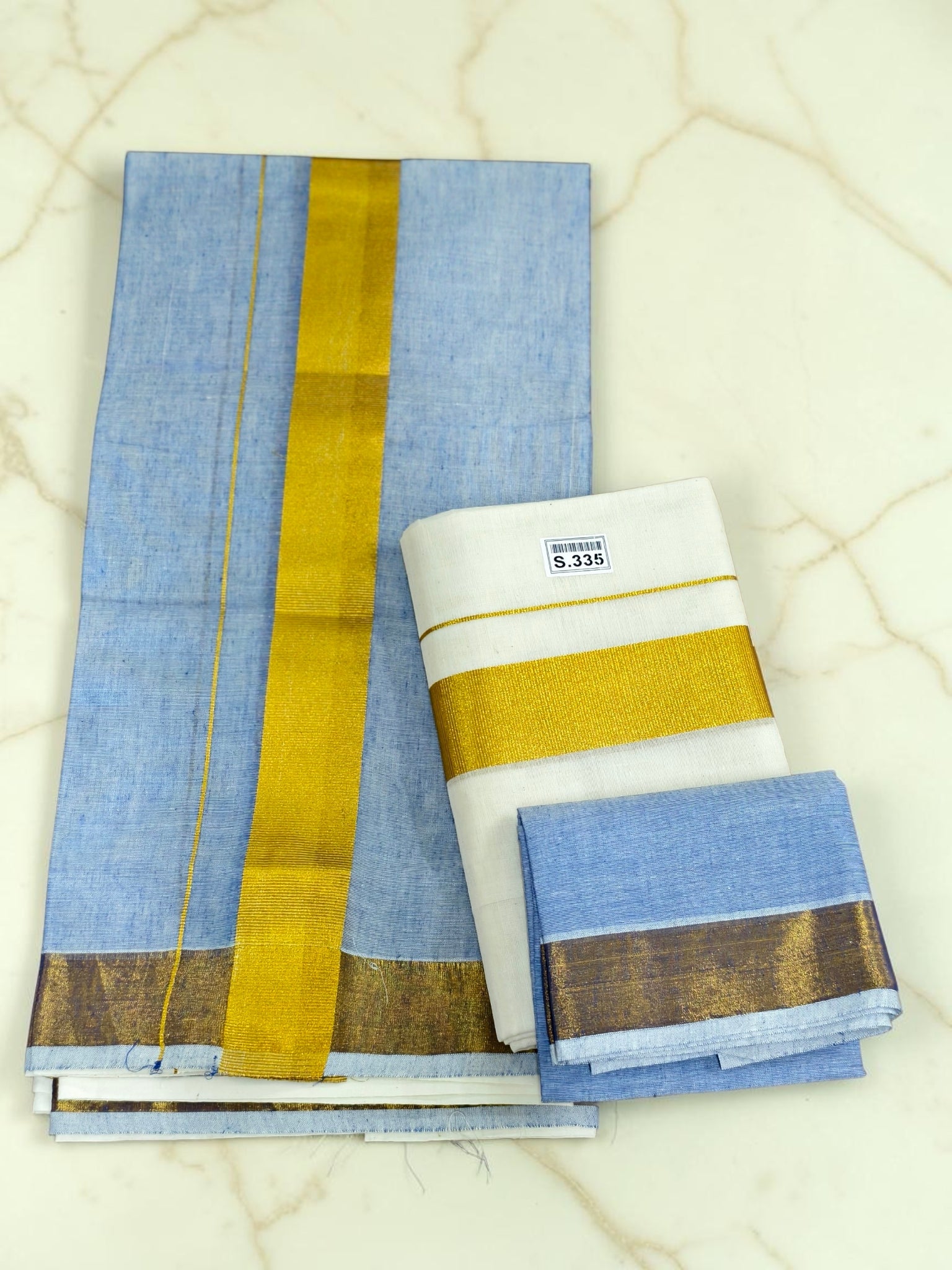 Kerala traditional contrast pall Set mundu with Blouse _ extra length