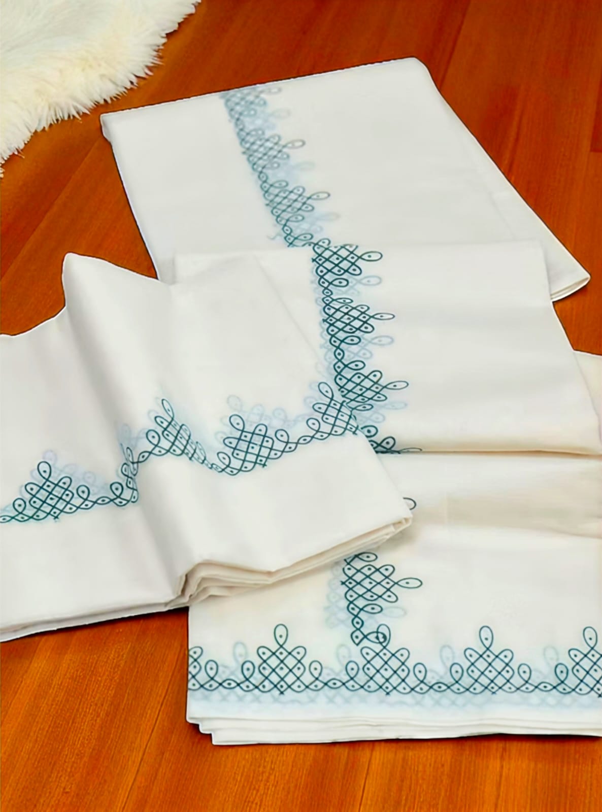 Rangoli print cotton set mundu with extra length 2.80 meter