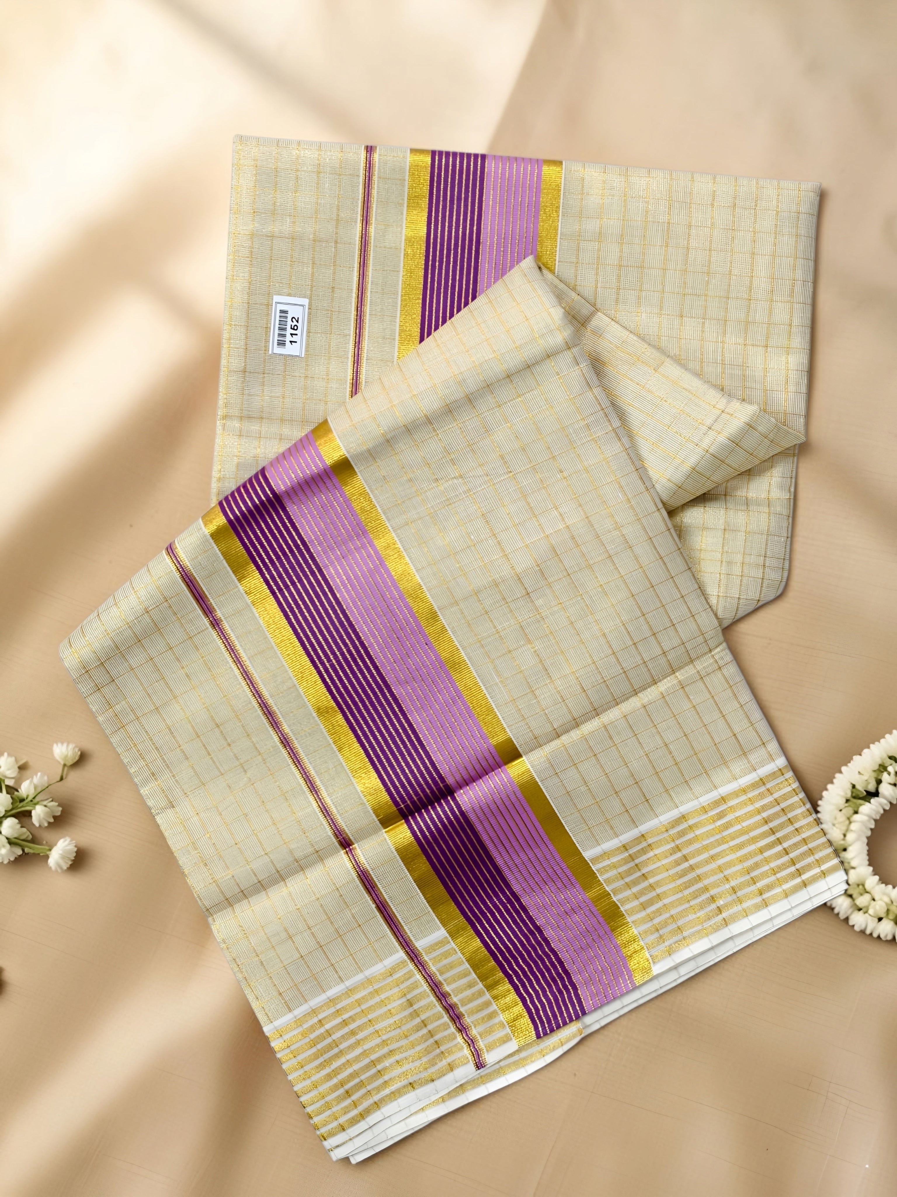 Premium Tissue check kerala saree with blouse
