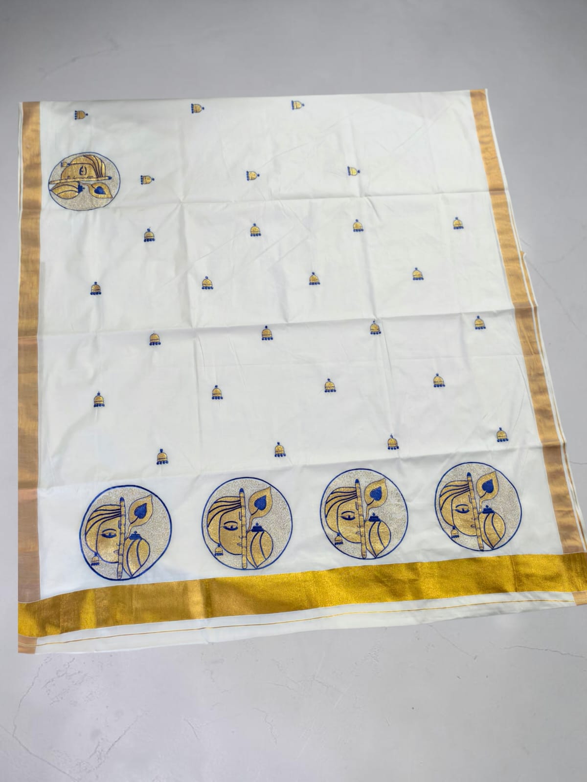 Pure Cotton Embroidery Saree Full body with blouse