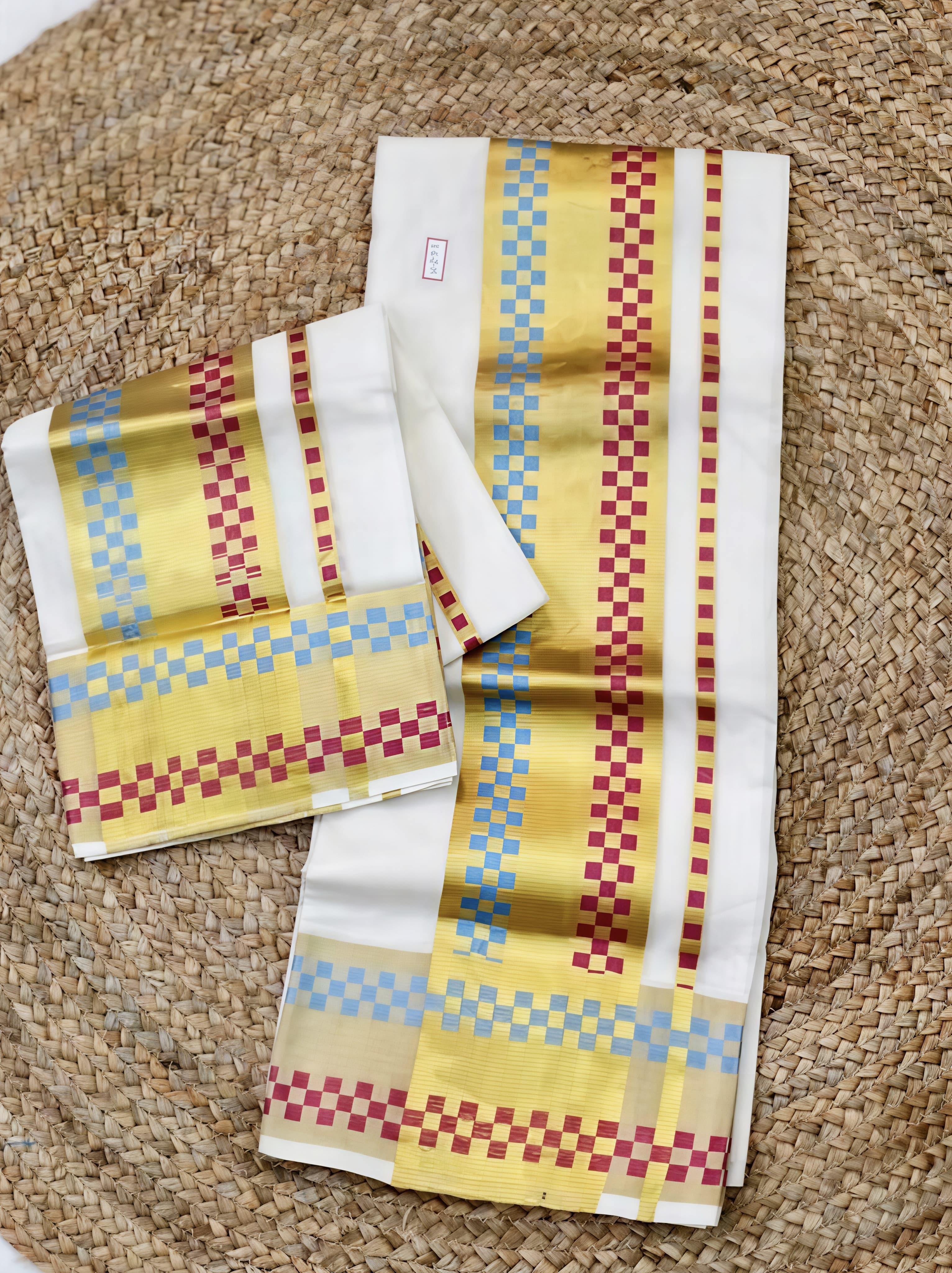 Pure Handloom Kaithiri Set mundu with border design _ extra length