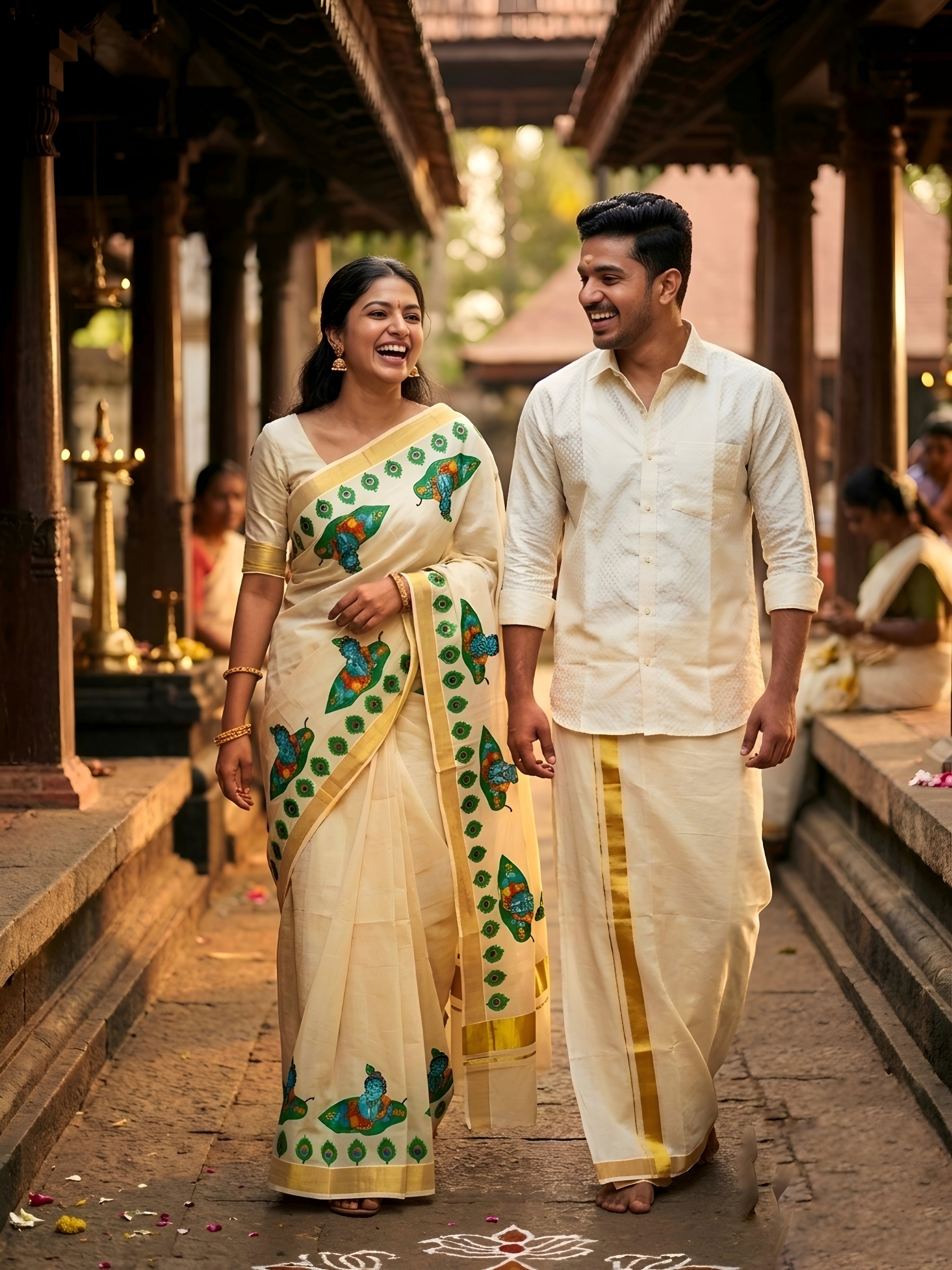 Kerala Tissue mural painting saree with blouse _ vishu collection