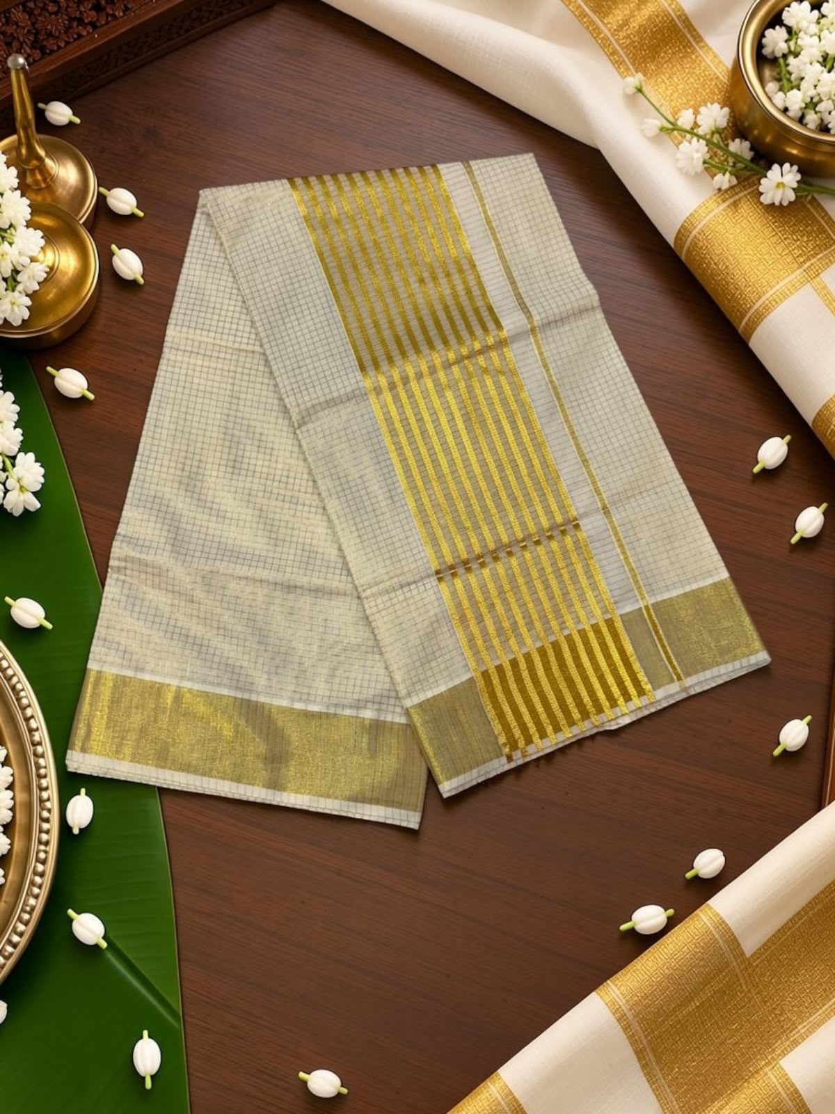 Tissue saree micro Check saree with Border design Blouse included