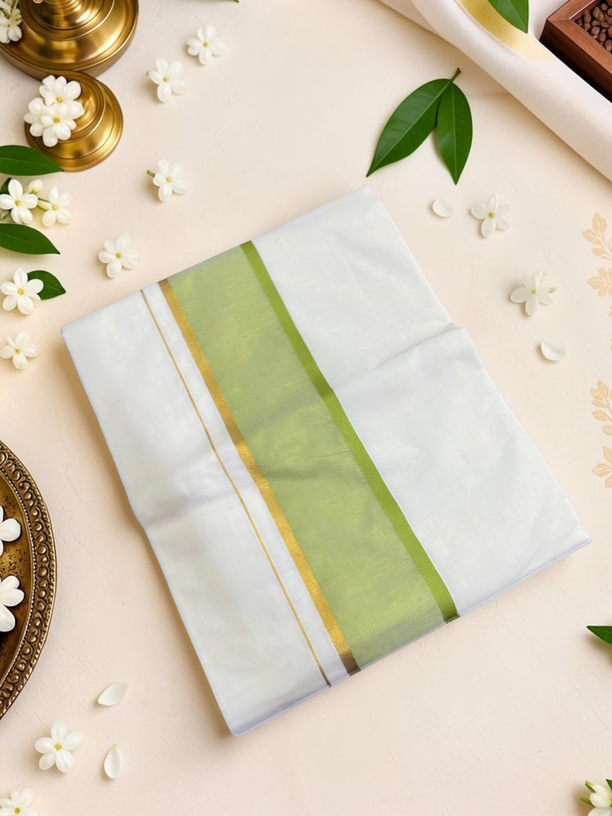 Cotton elegant set saree with color border blouse included