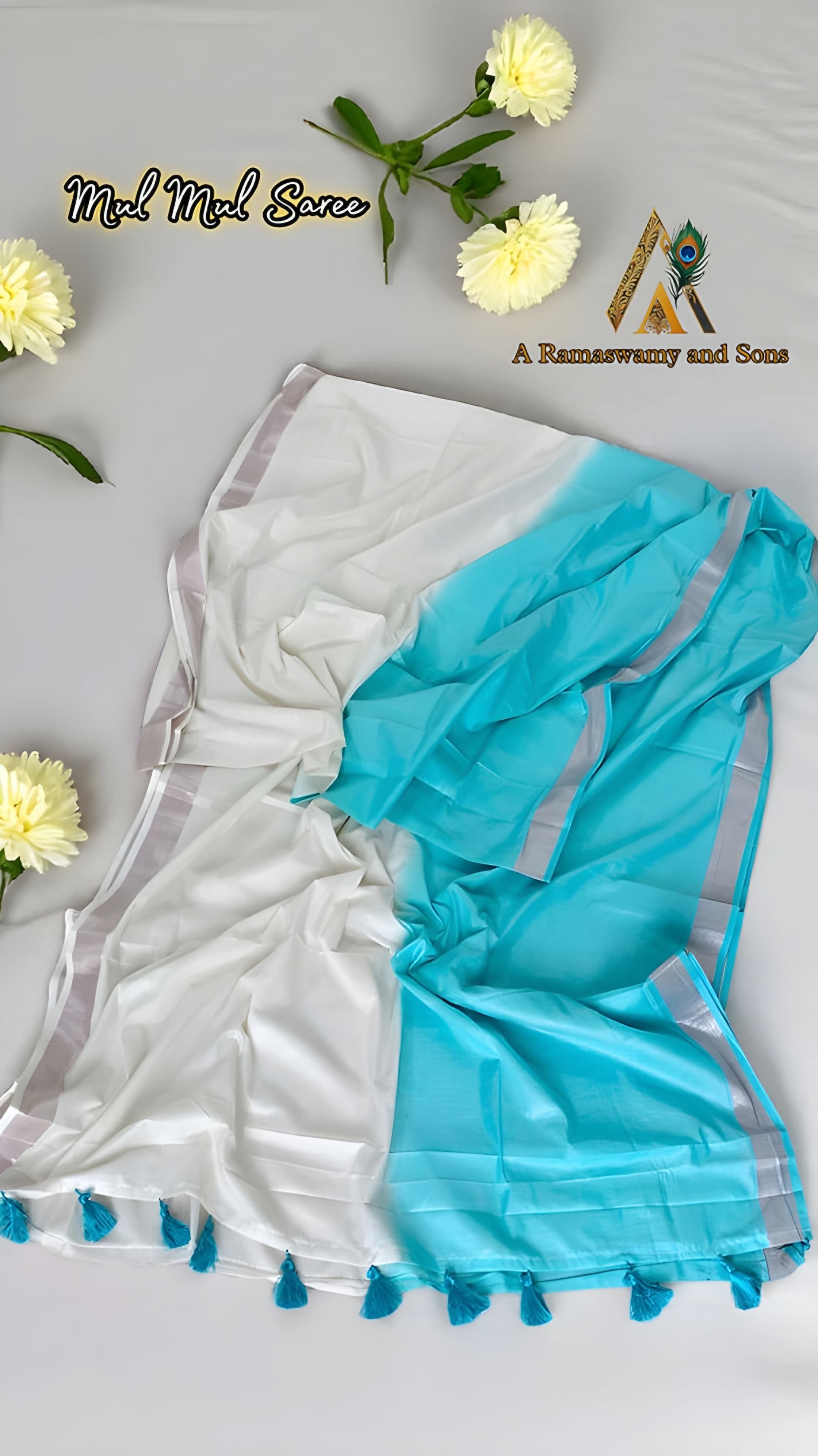 Mul Mul Dye Cotton Saree with kunjalam
