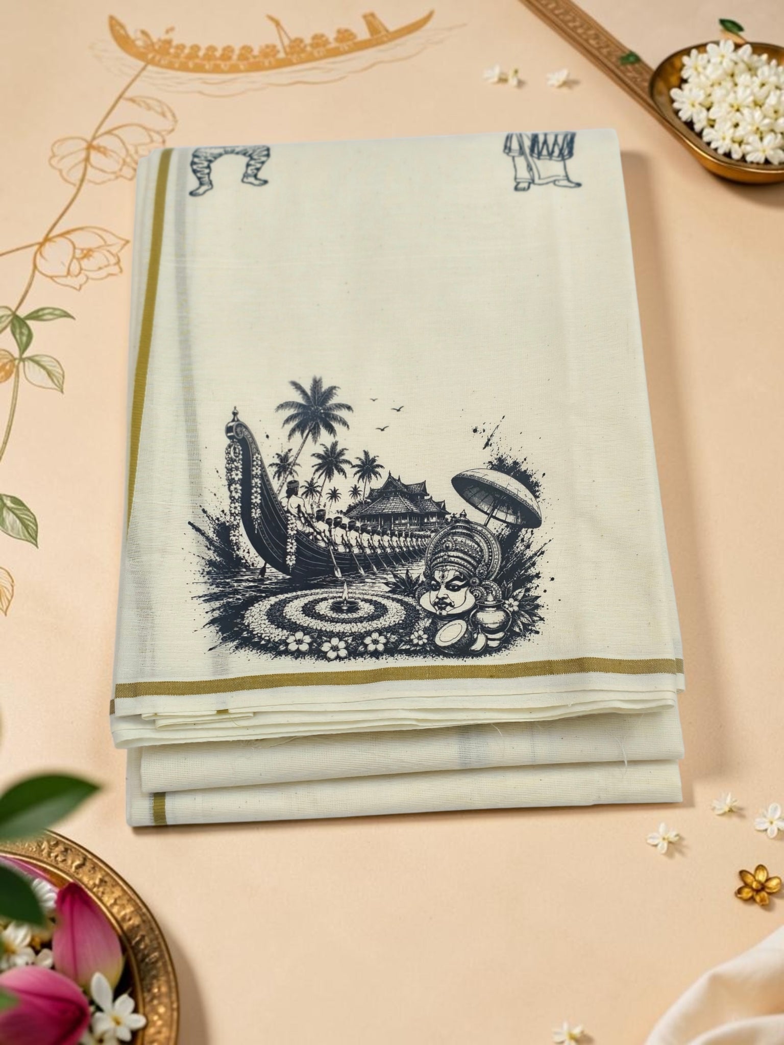 Trending onam theme set mundu exclusive design
