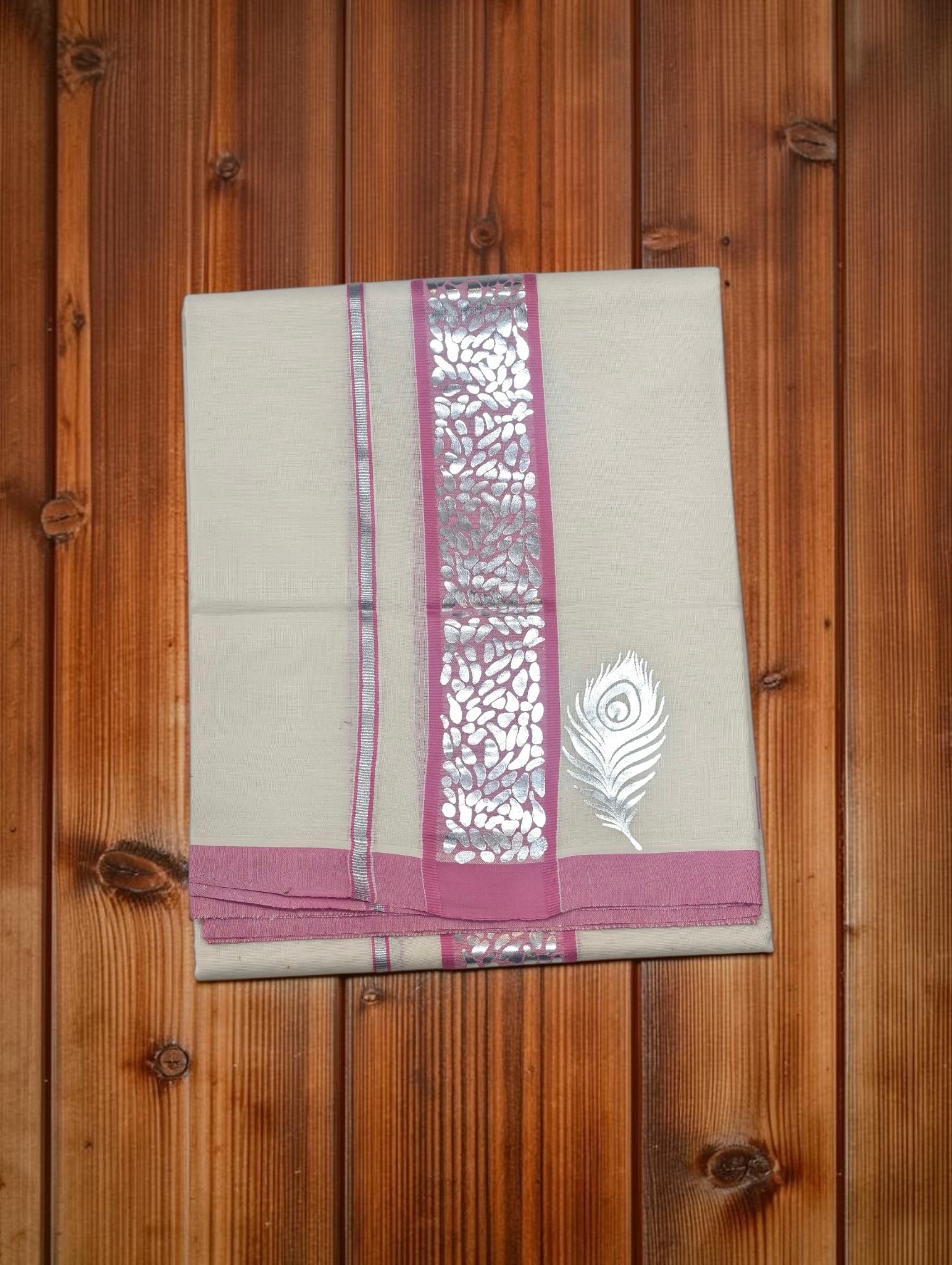 Onam special double dhoti 4 meter with Peeli Deign