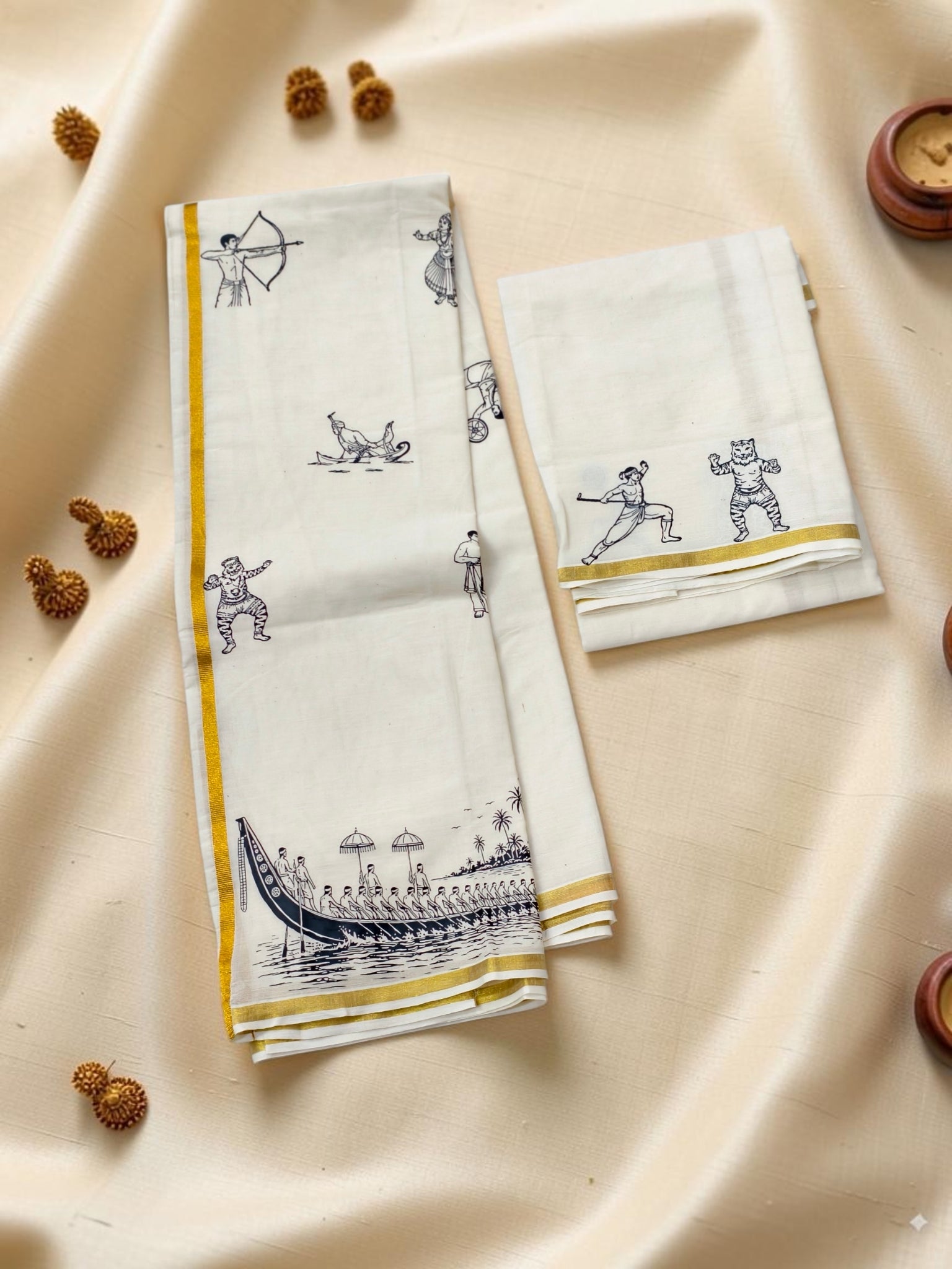 Trending onam theme set mundu exclusive design with kasavu