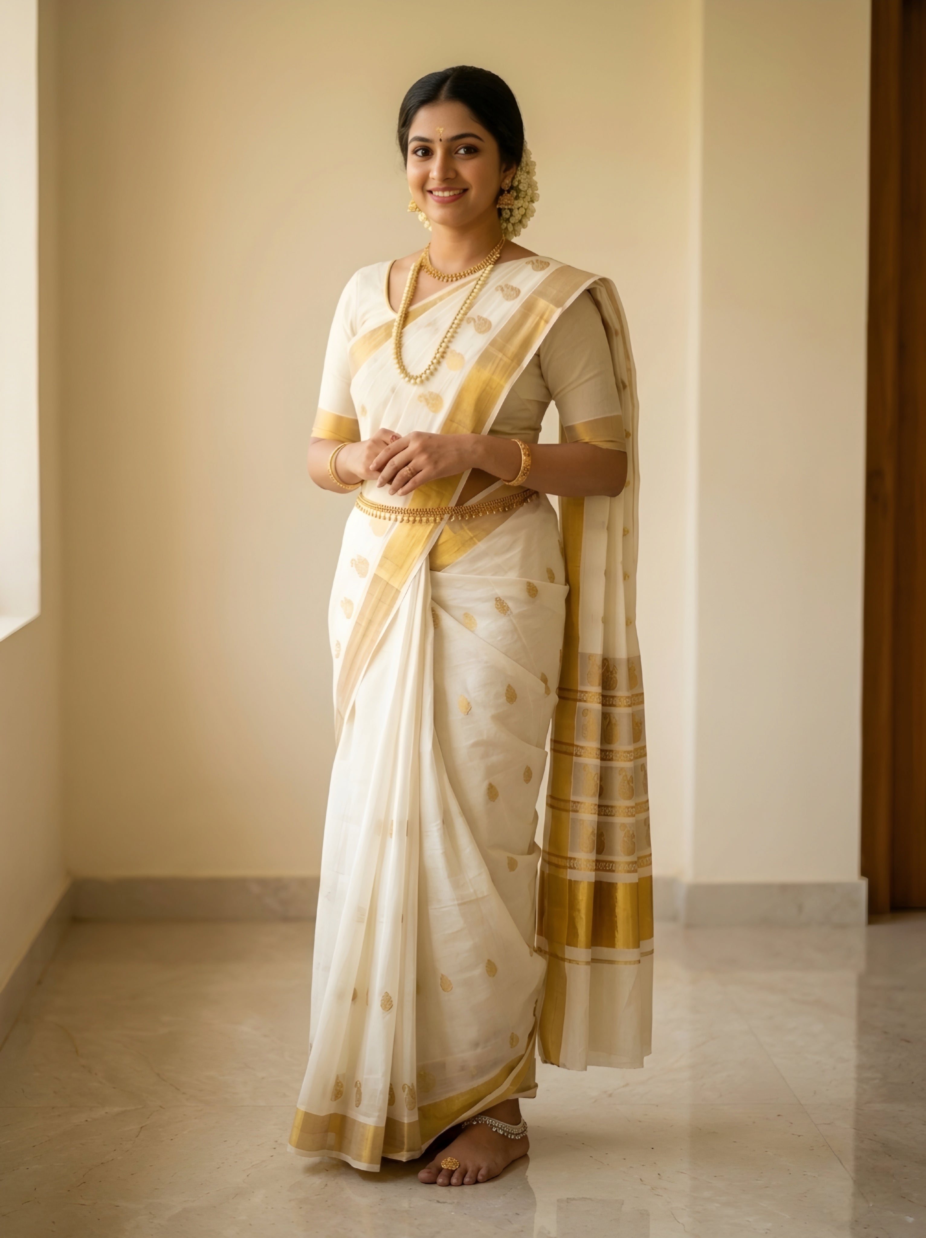 Kerala rich pall jacquard saree peacock design with blouse full body work