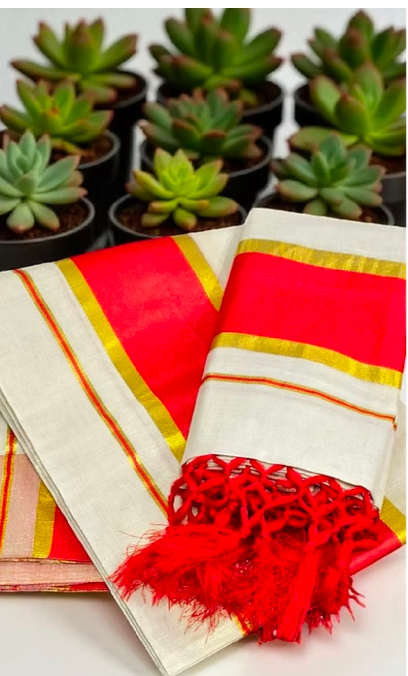 Tissue Color Set mundu With Kunjalam 2.80mtr
