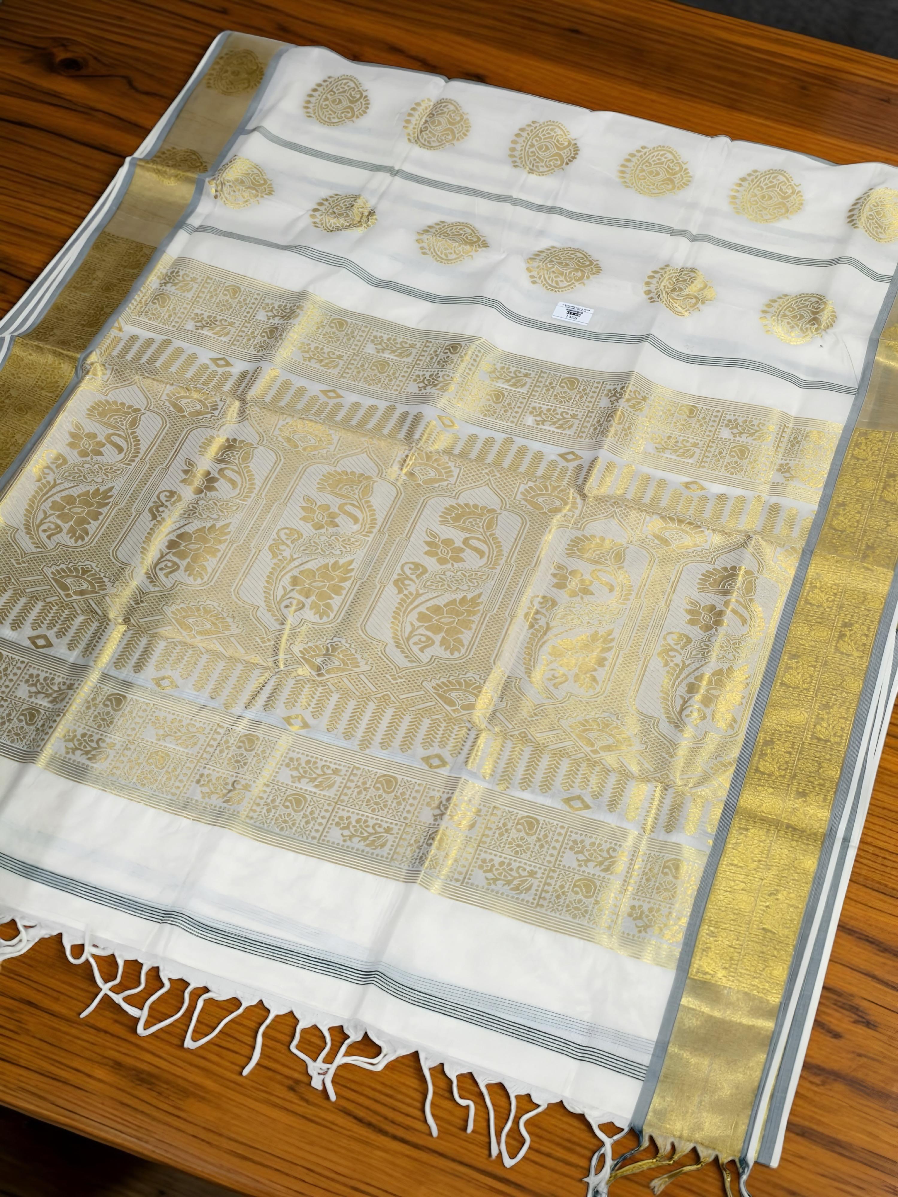 Onam Rich Pallu Saree with full body Jacquard work with blouse / kerala saree
