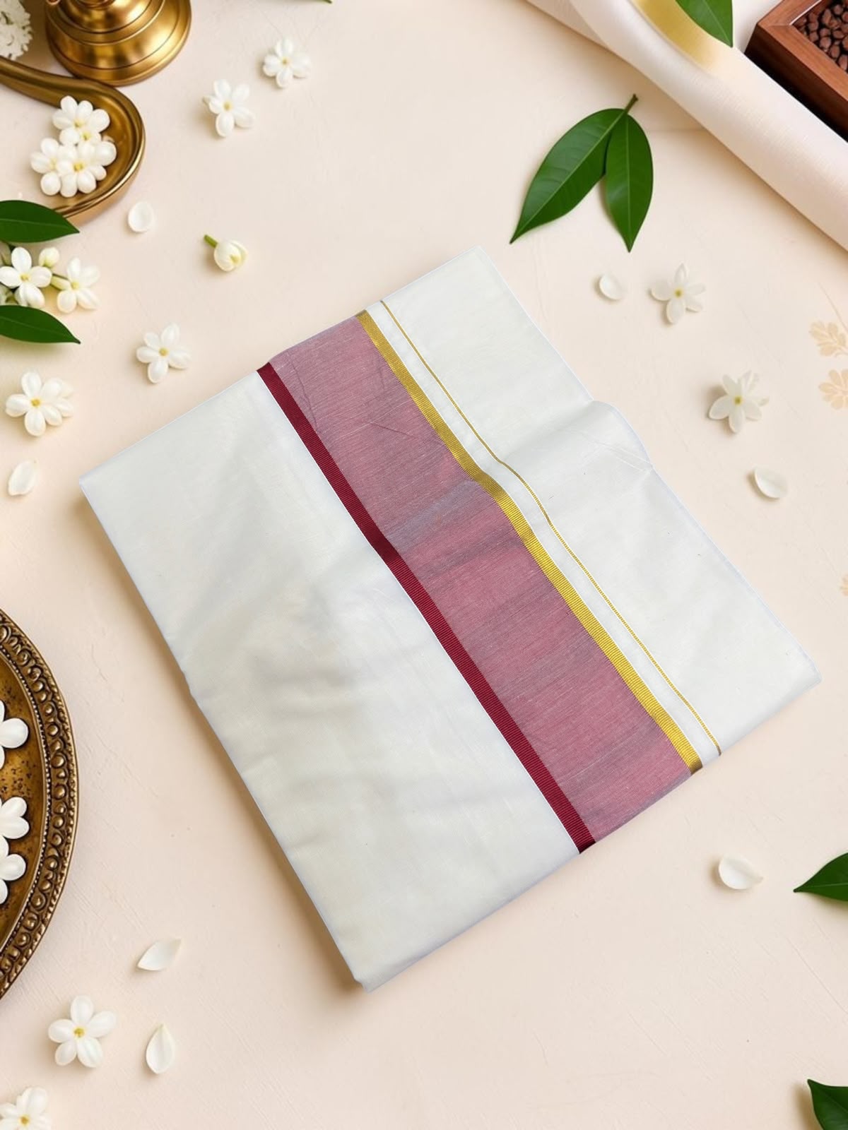Cotton elegant set saree with color border blouse included