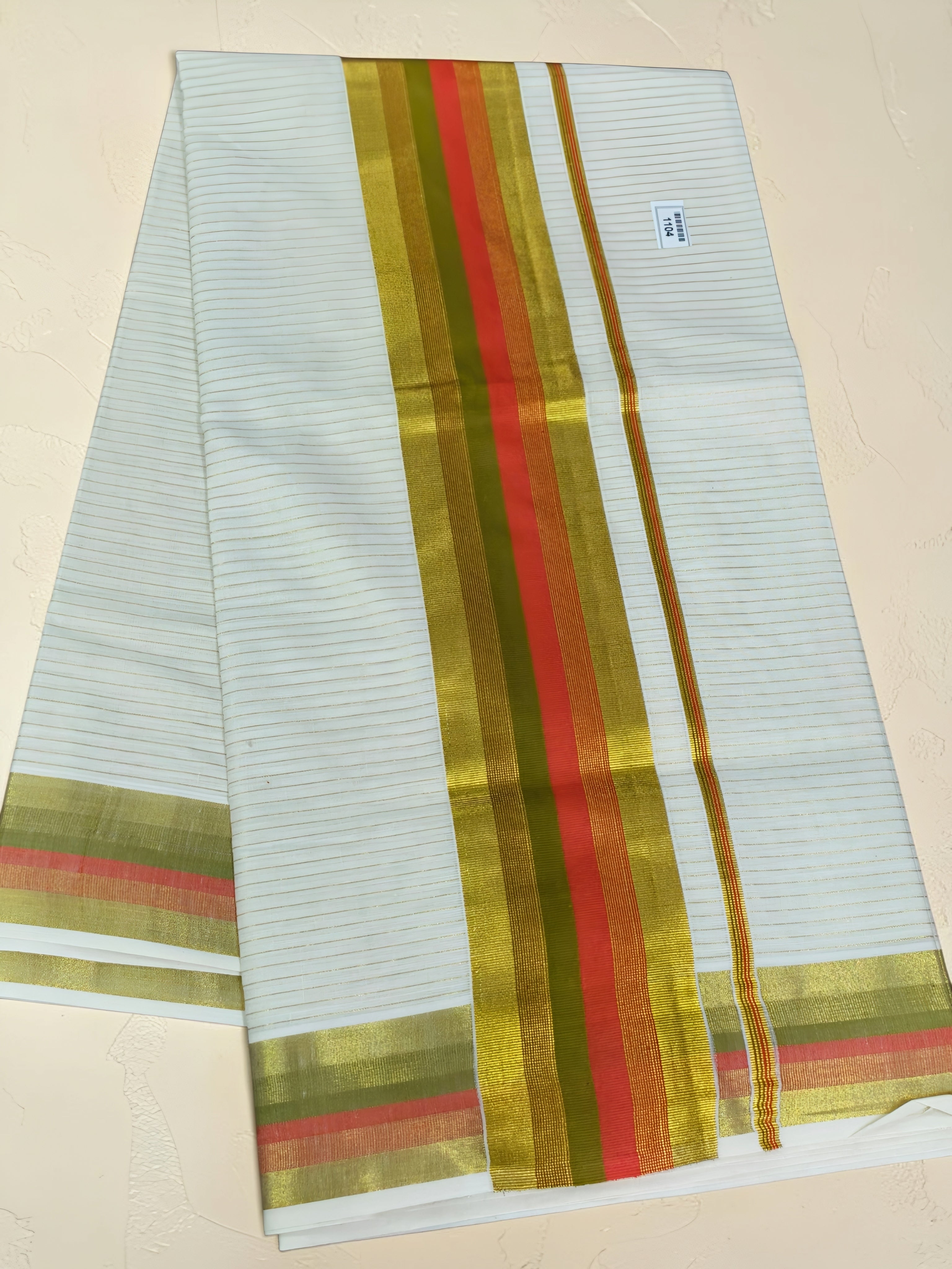 Premium Set saree with traditional color border and Stripe