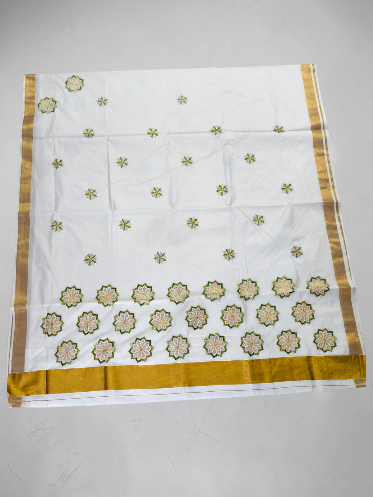 Pure Cotton Embroidery Saree Full body with blouse Flower Embroidery