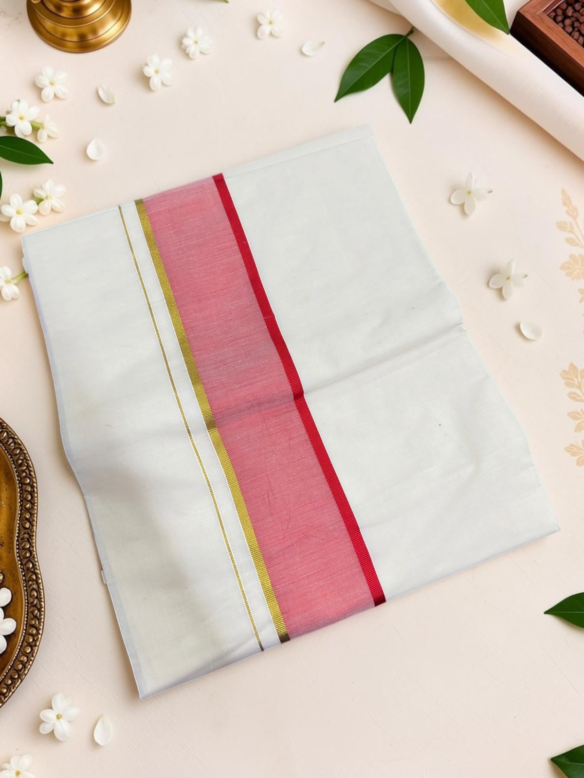 Cotton elegant set saree with color border blouse included