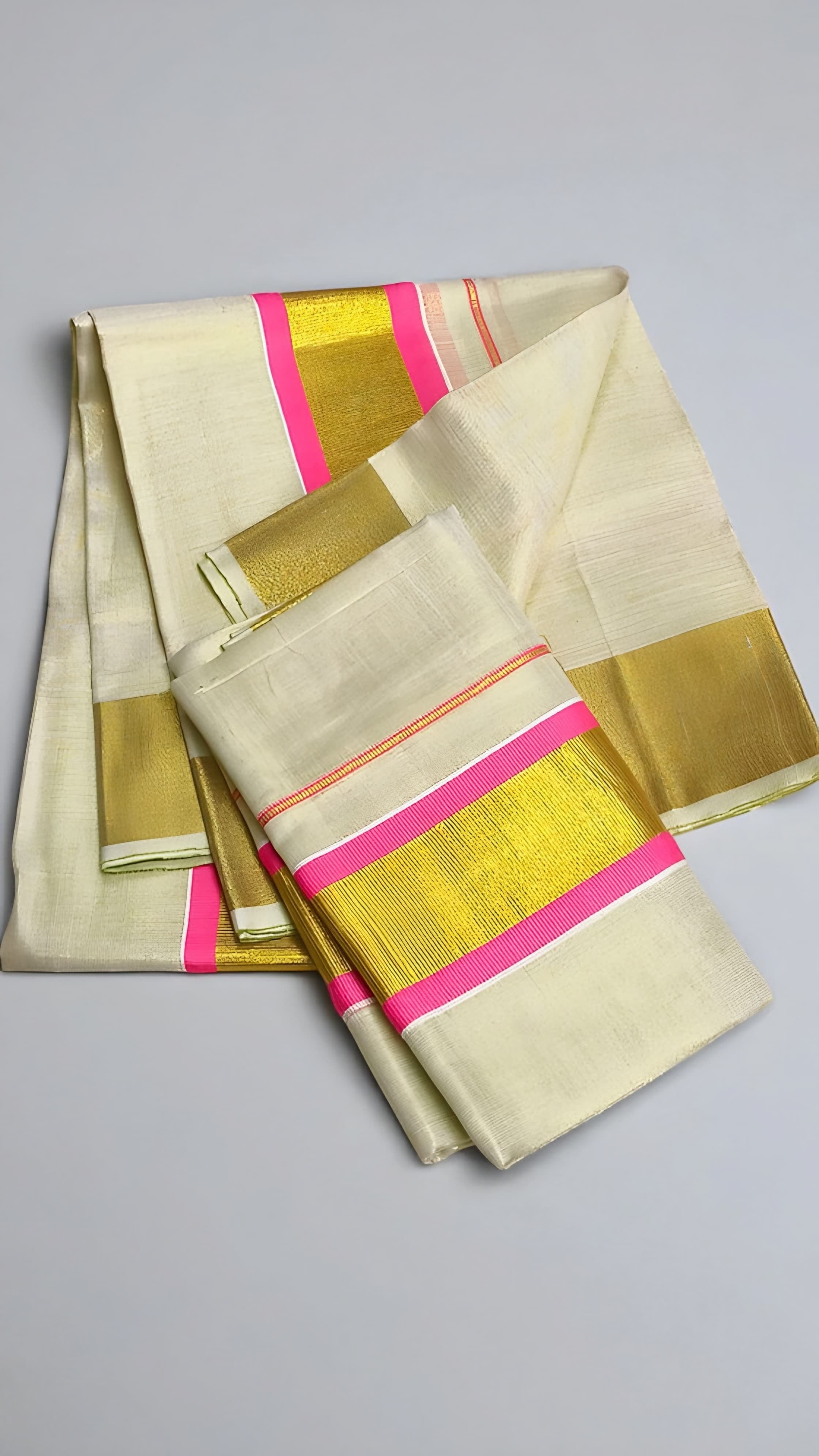 Tissue Set Mundu With color border uniform set mundu extra length