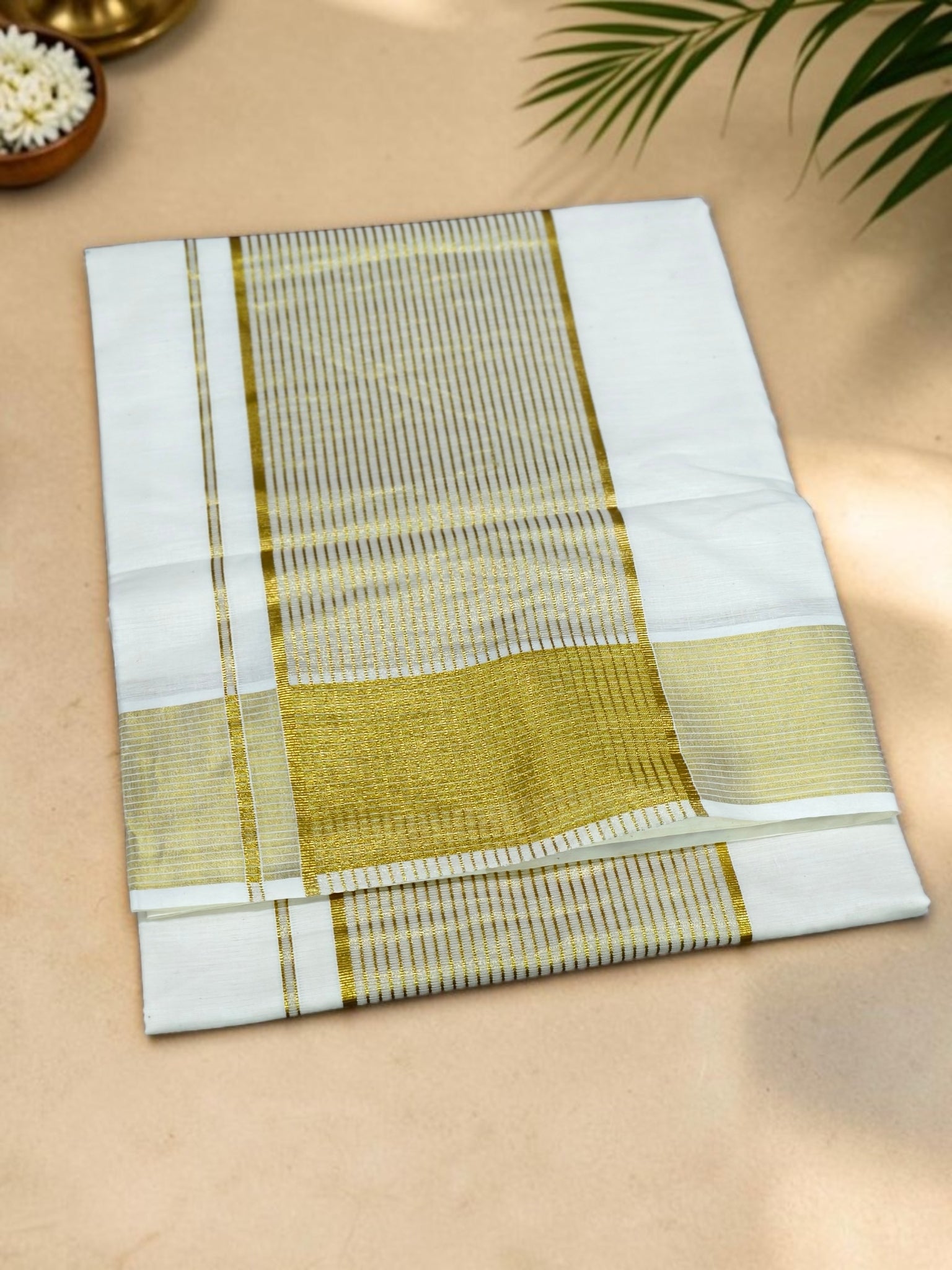 Premium Kerala Cotton Saree with Border stripes