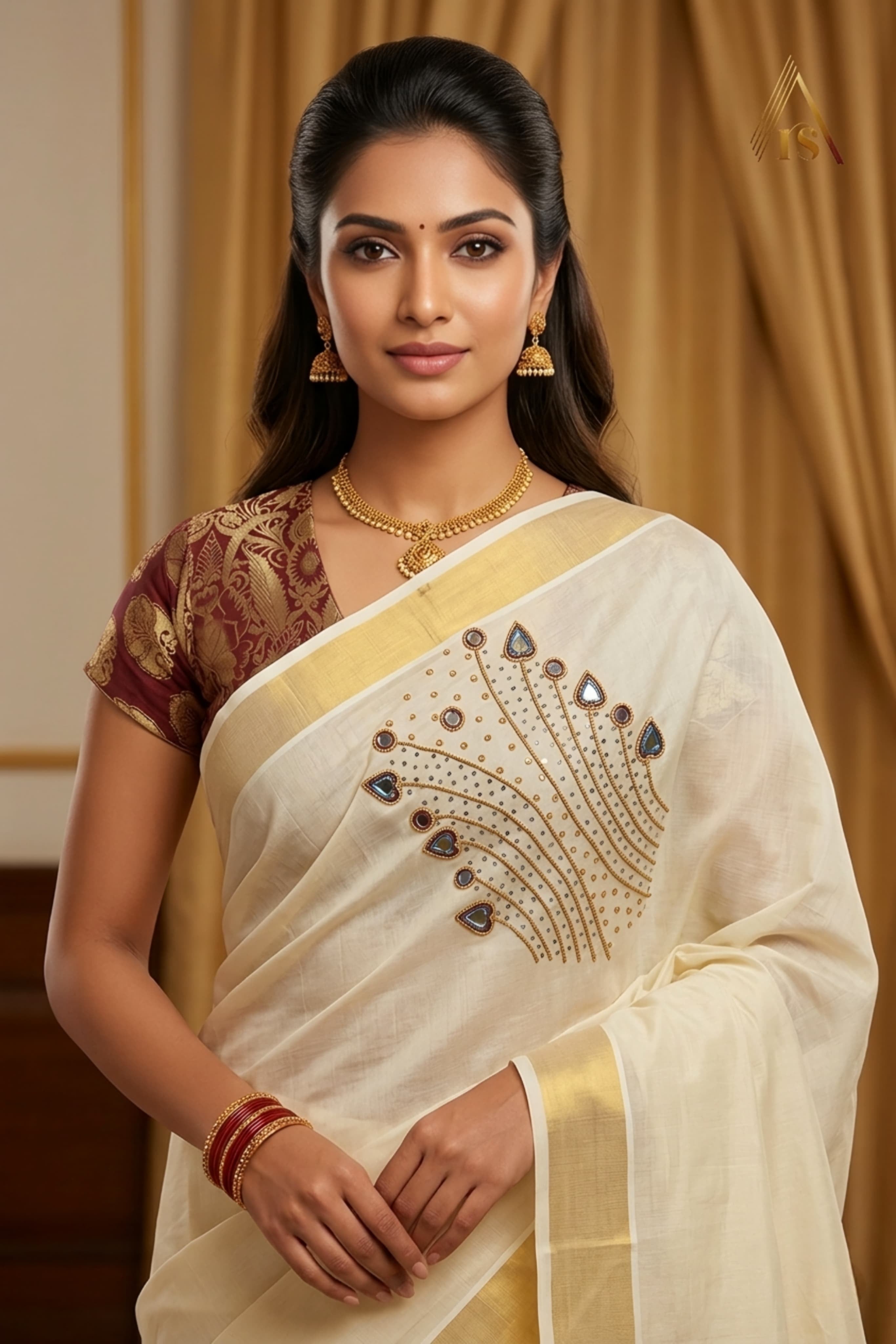 Luxury Tissue Saree Premium Handwork in Exclusive design _ Kerala saree 6.25mtr