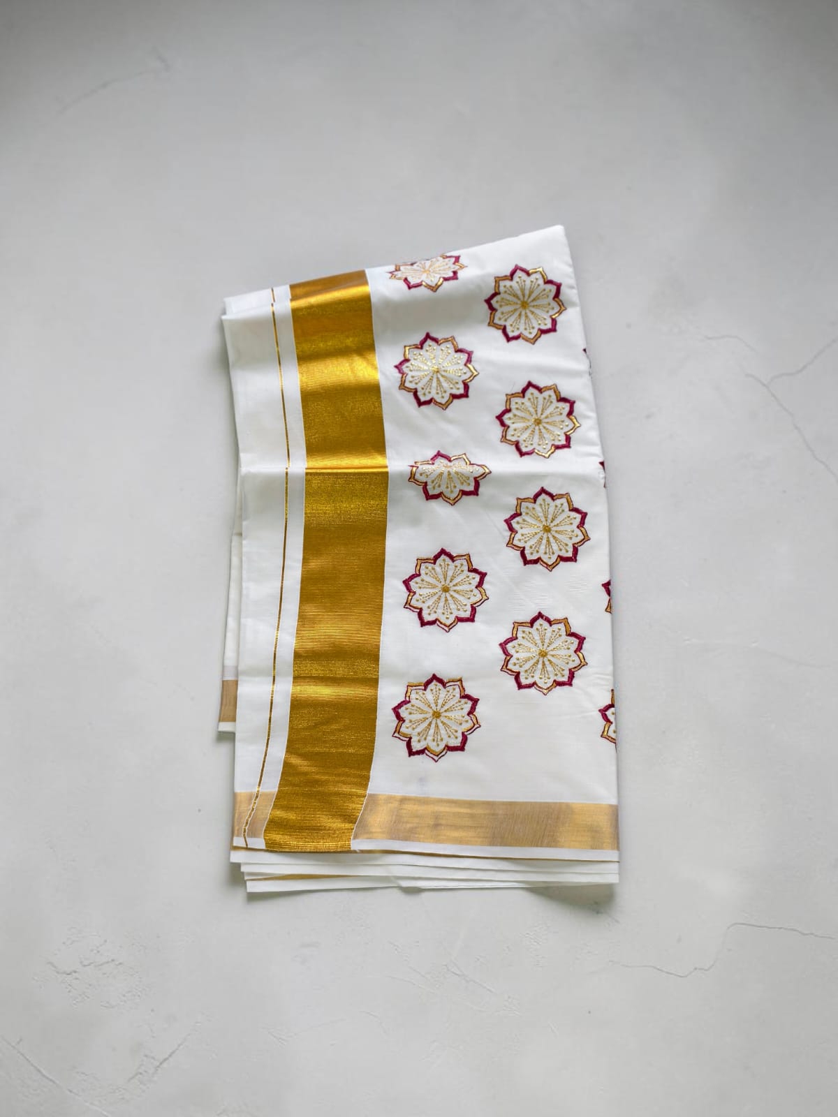 Pure Cotton Embroidery Saree Full body with blouse Flower Embroidery
