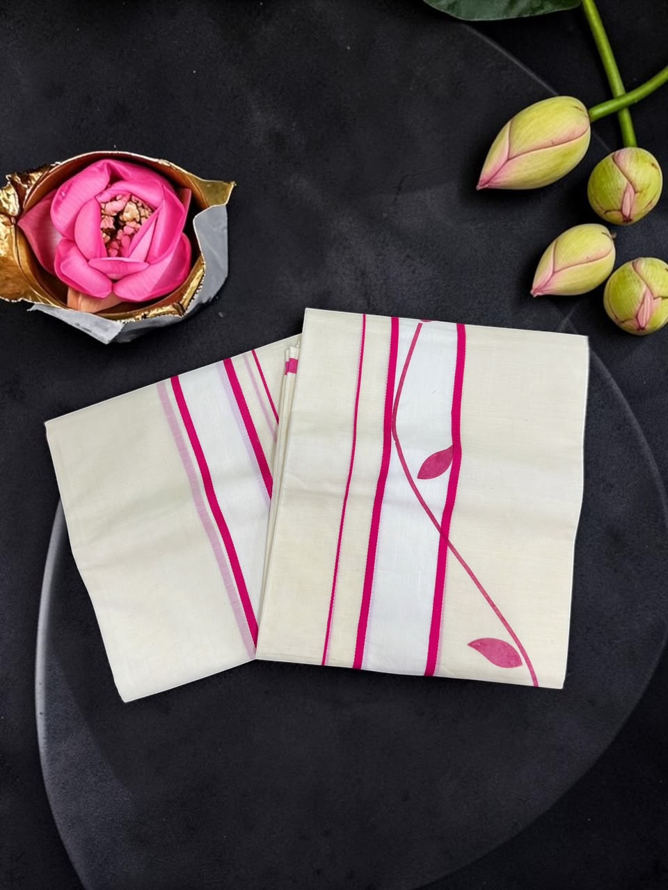 Trending Ladies Set mundu with long flower print