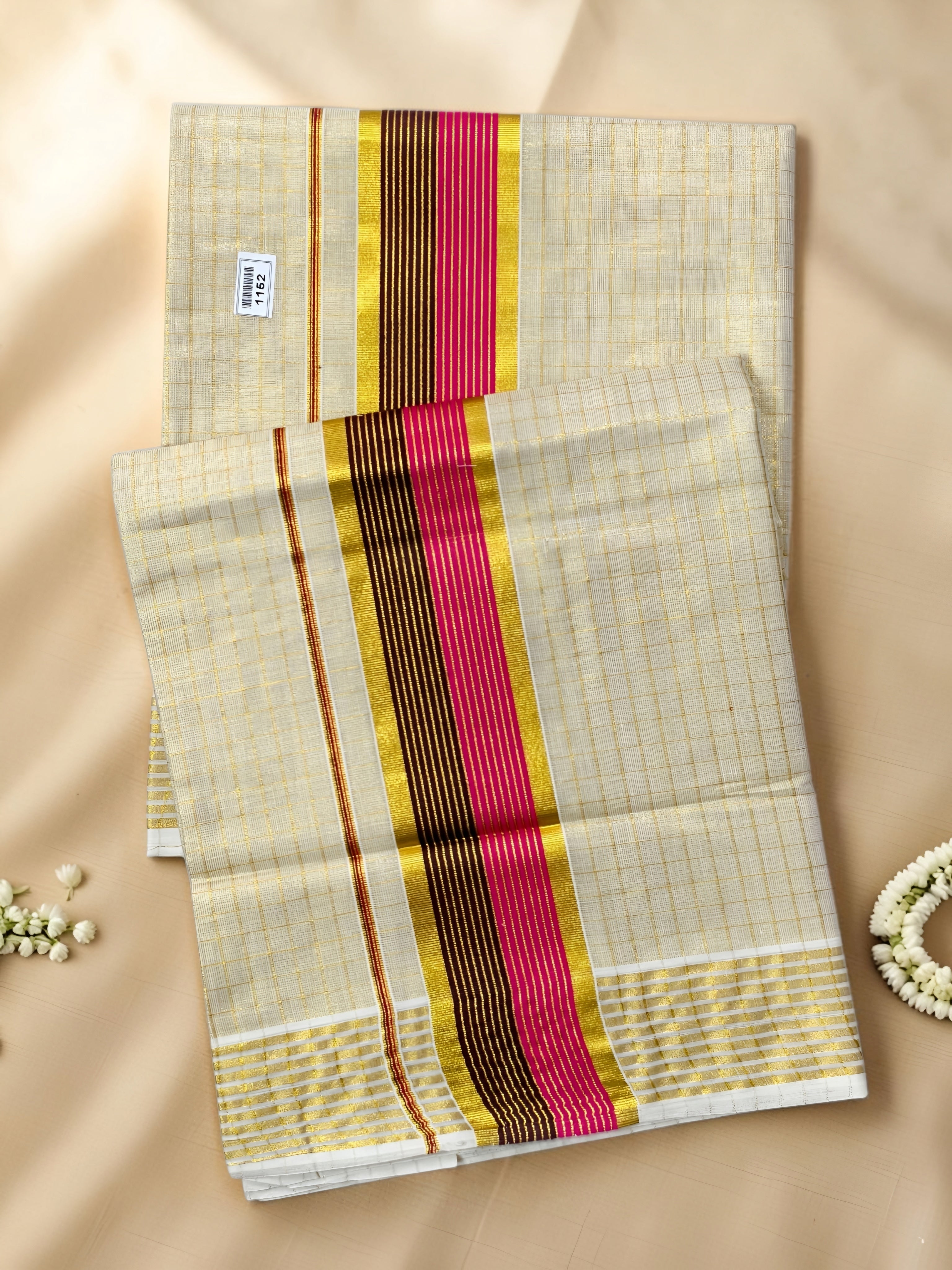 Premium Tissue check kerala saree with blouse