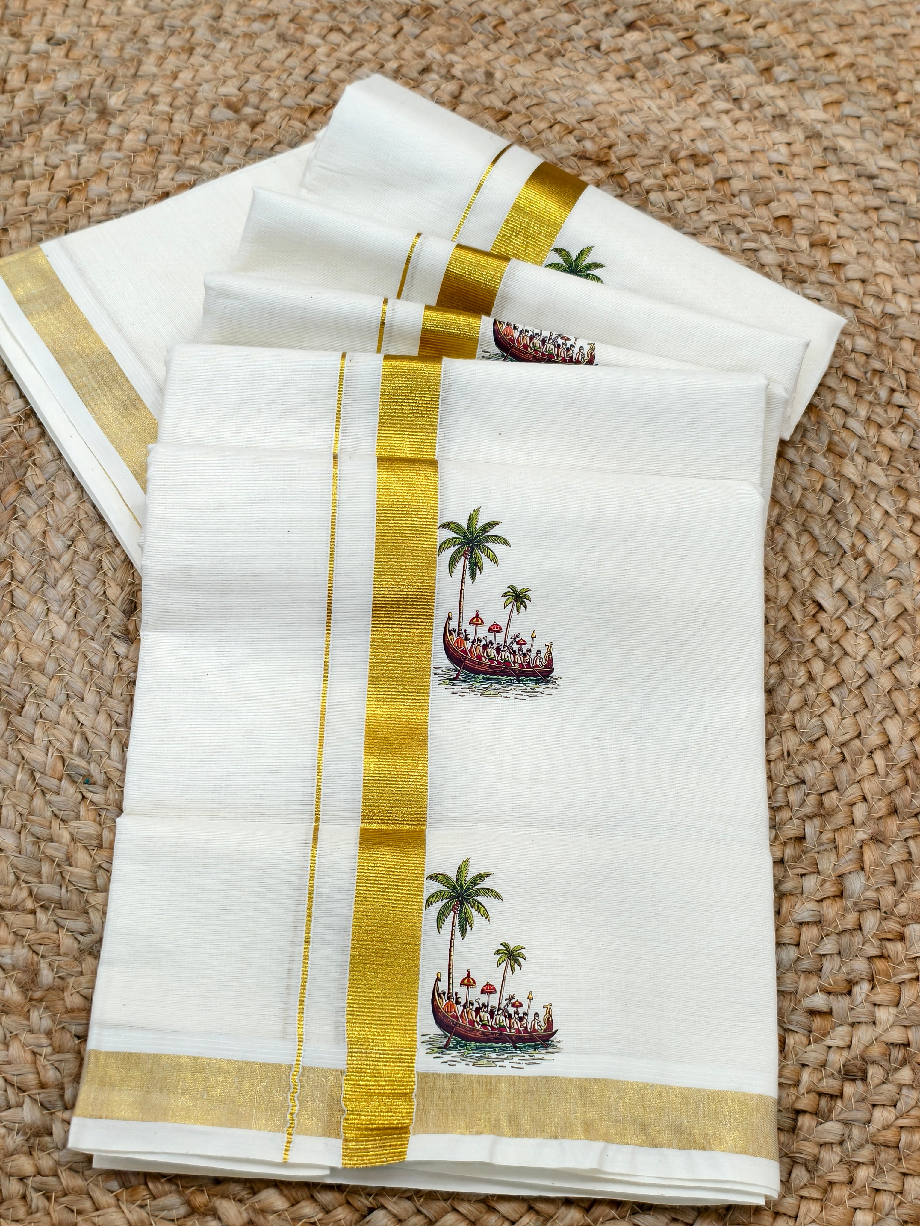 Onam vellam Kali kerala cotton dhoti 4 meter