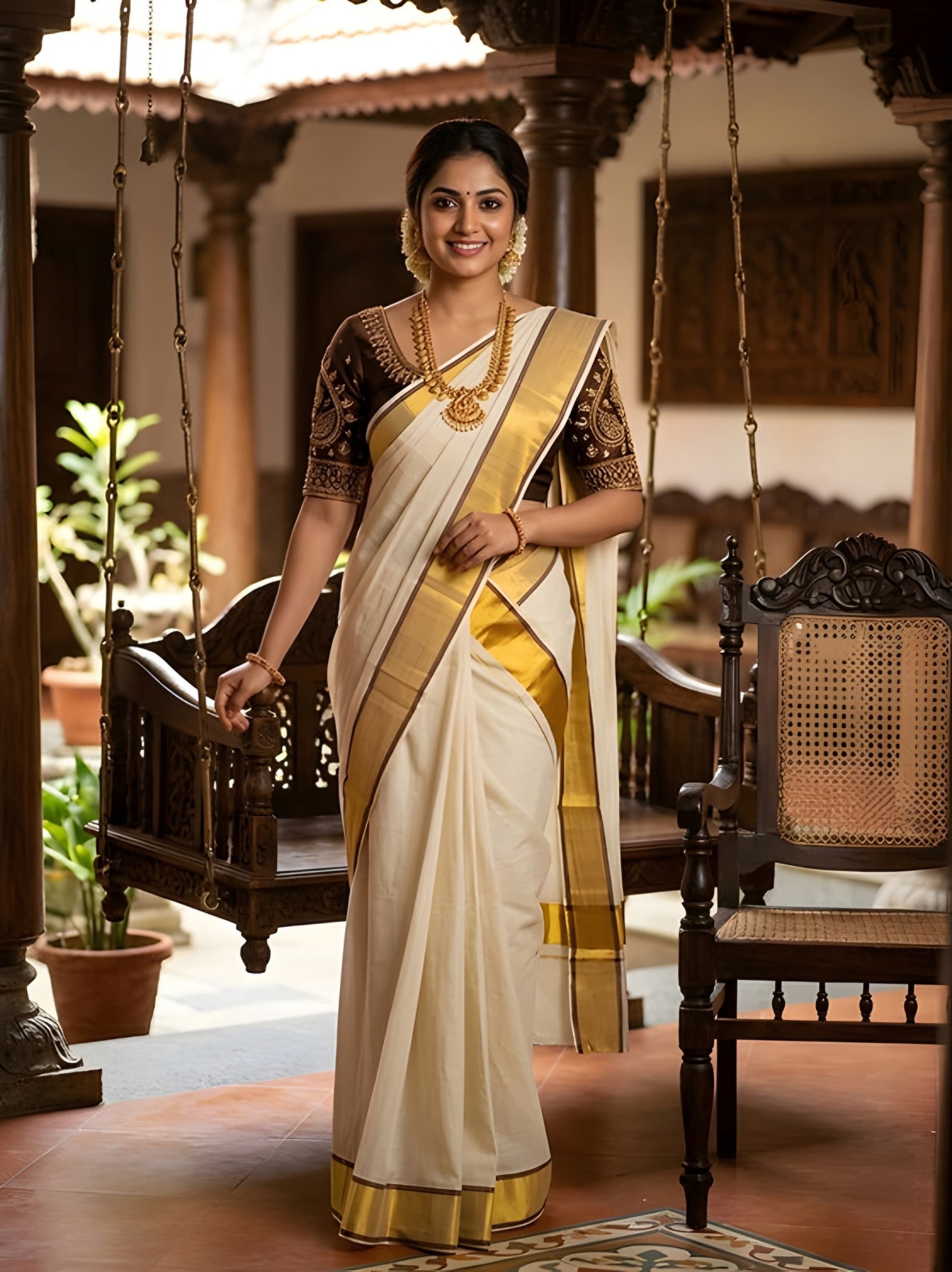 100% Pure Handloom ( Kayithiri ) Tissue Set Saree