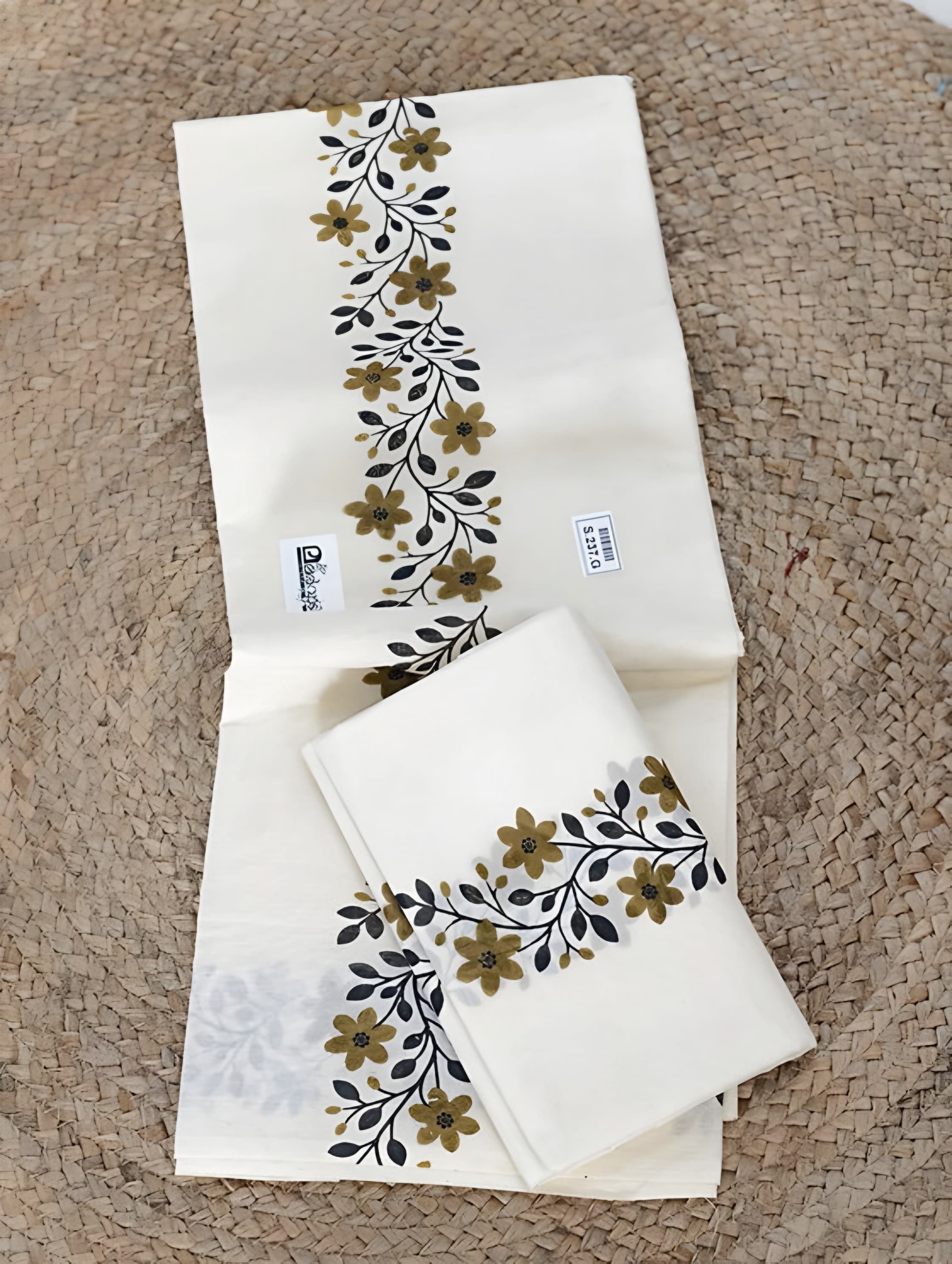Malarvadi Set mundu Pure cotton Print design extra length 2.80 meter