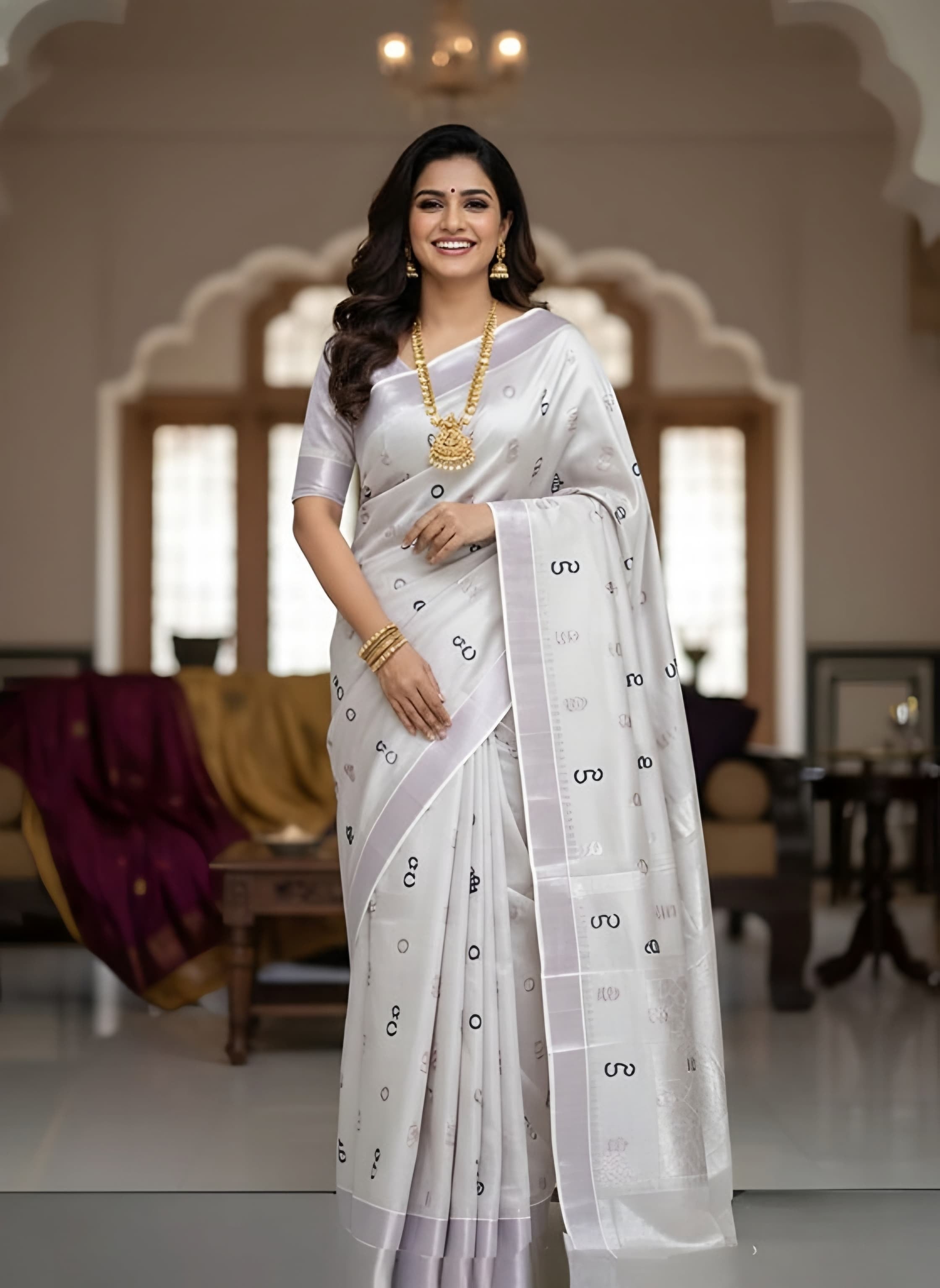 Tissue Aksharamala Set sarees trending letter deisgn saree with blouse