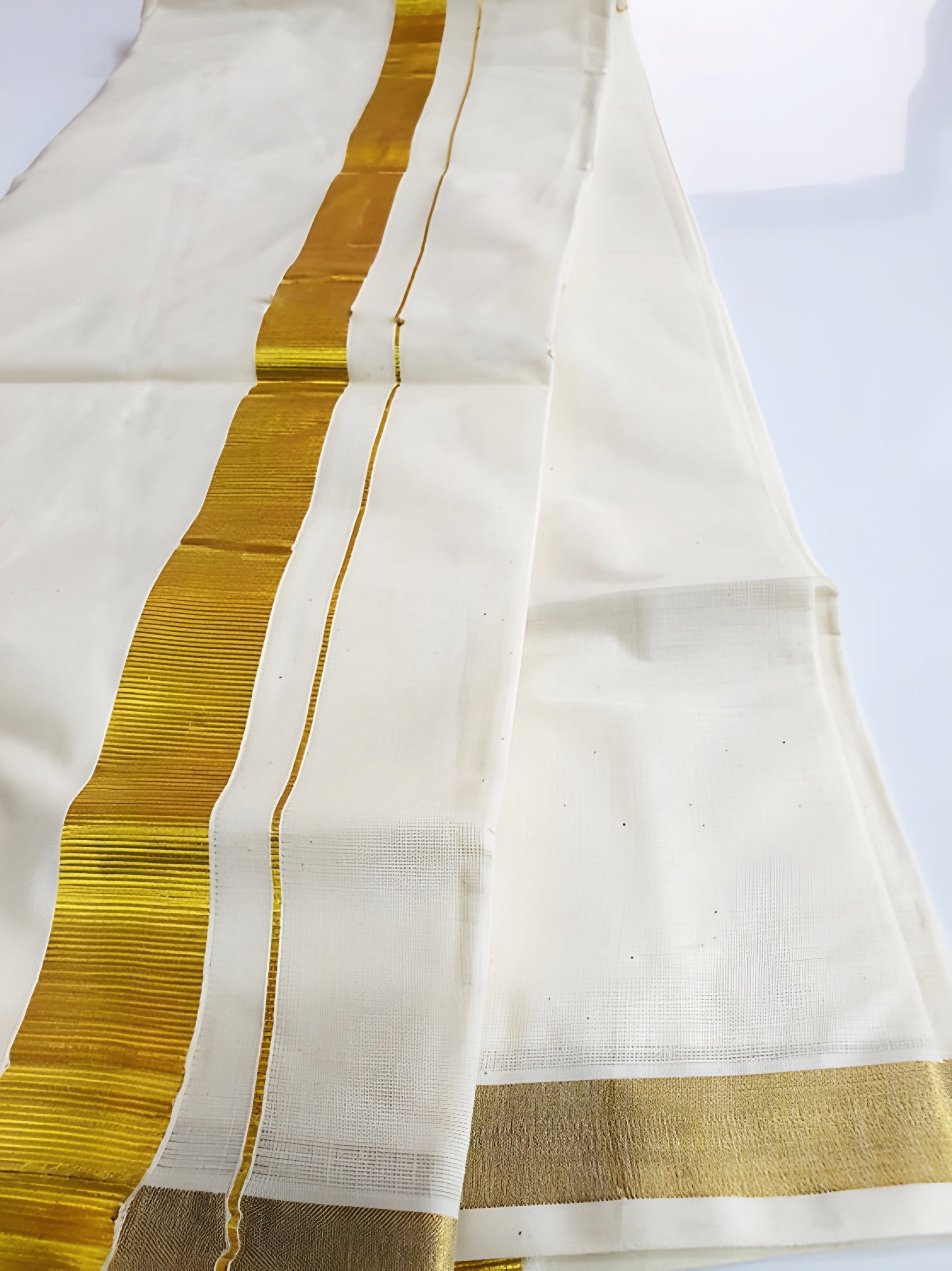 Kuthampully Men's Cotton Dhoti (4 mtr)_ (high quality jeri)