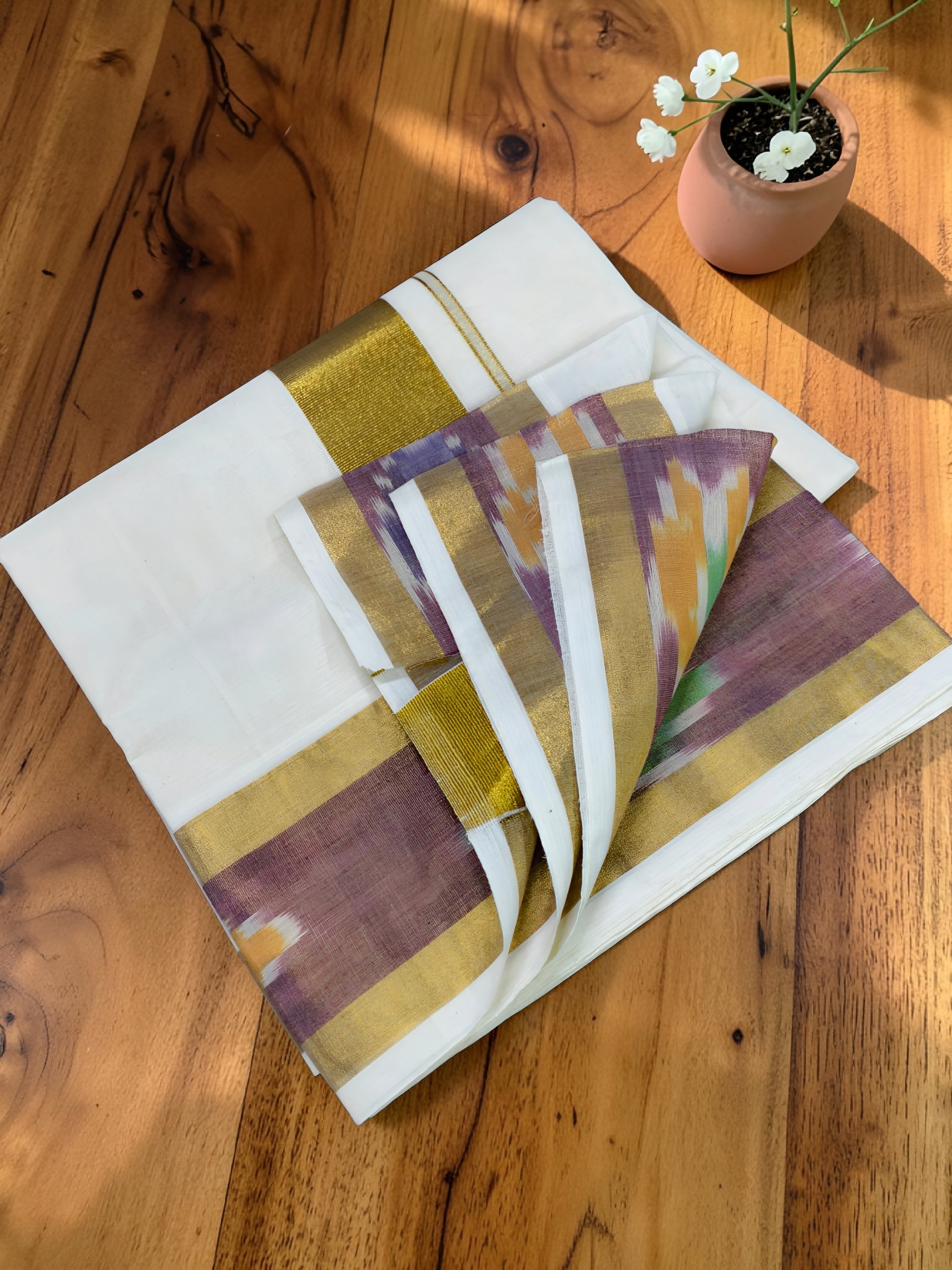 Pochampalli dye border Kerala saree with blouse / kerala saree