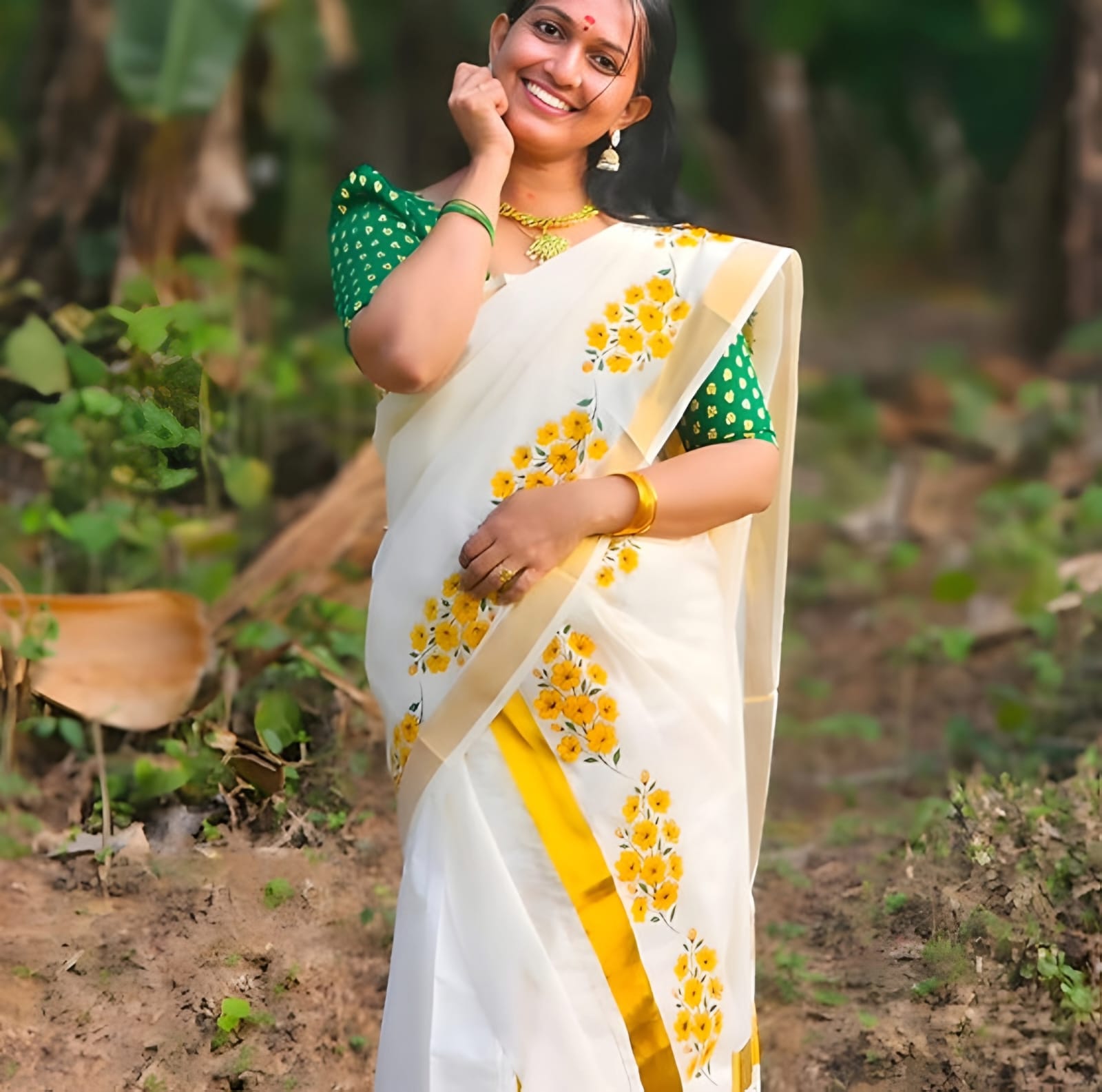 Vishu Kanikonna Set mundu Kuthampully pure cotton extra length