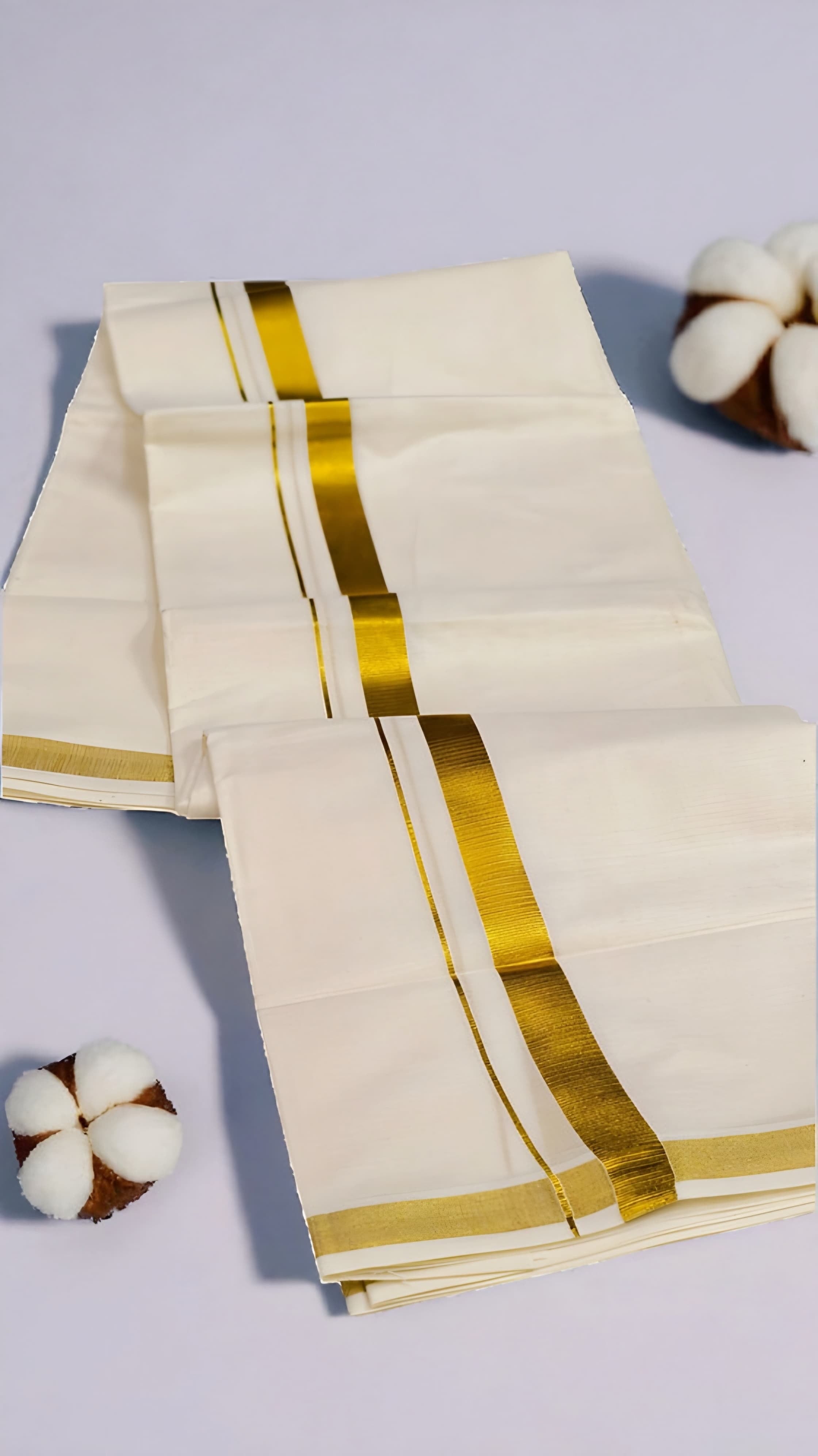Kuthampully 1 inch Kasavu Dhoti 4 mtr